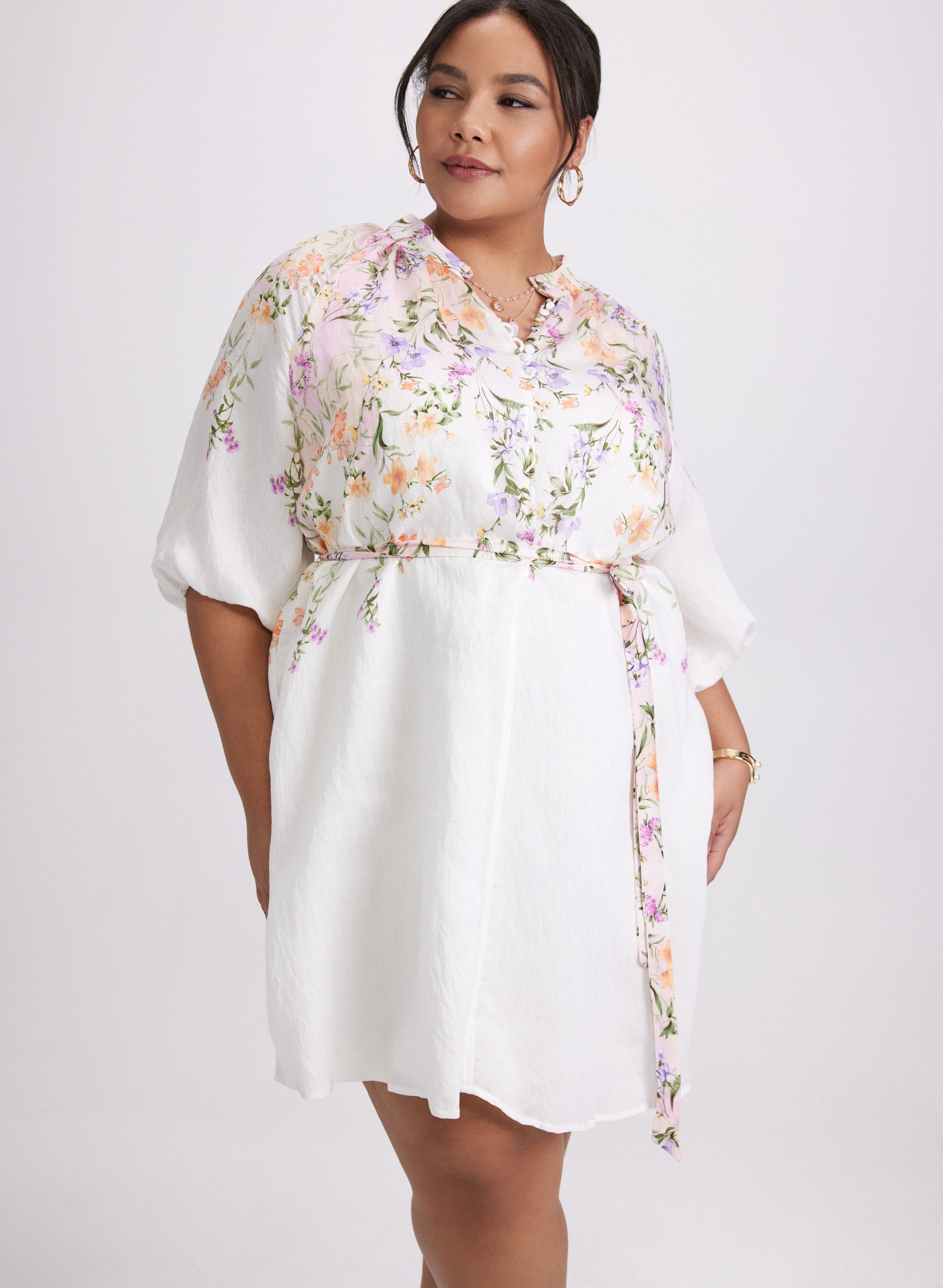 Floral Print 3/4 Sleeve Midi Dress for Women - Spring Summer Casual & Wedding Guest Outfit