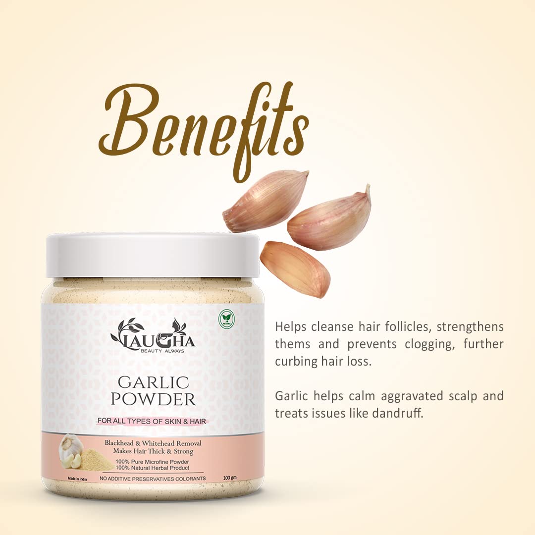 Pure Natural Garlic Powder for Skin Care - Anti-Aging, Blackhead Removal, Acne Treatment & Deep Cleansing Face Mask (100g Jar) | Organic Facial Toner for Glowing Skin & Pimple Prevention