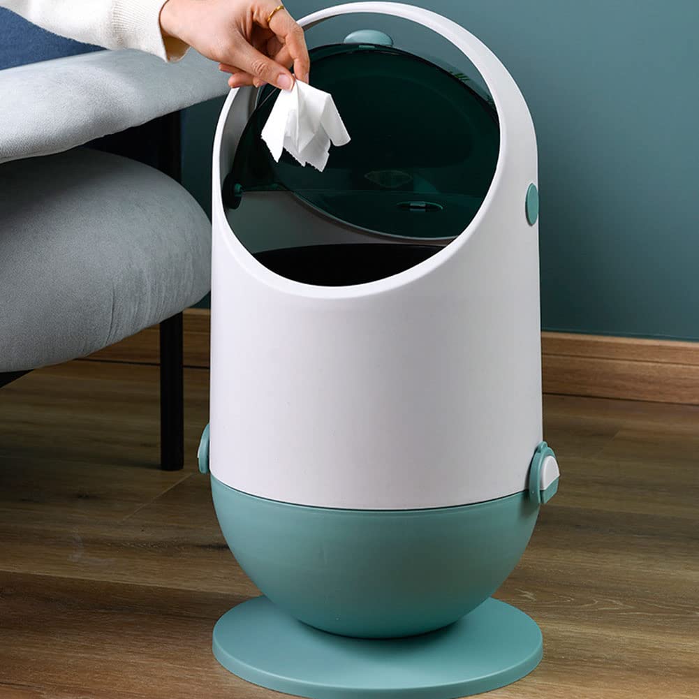 WAYUTO 13 Gallon Large Capacity Trash Can with Lid - Dual Compartment Recycling Bin with Handle, Odor-Control Kitchen Garbage Can for Home, Office, Bathroom & Bedroom - Eco-Friendly Waste Management Solution (Green)