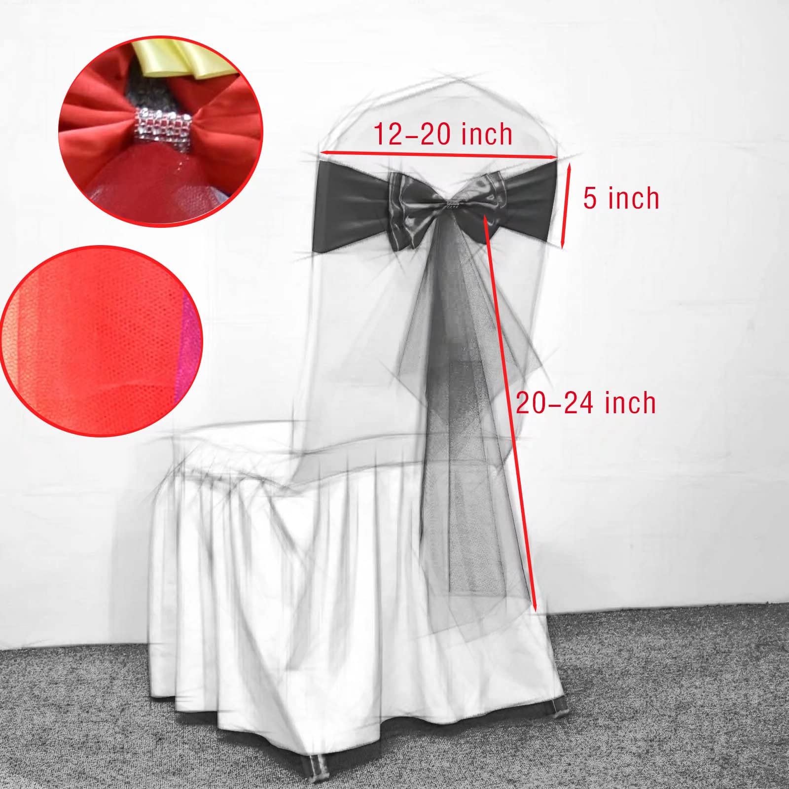 Stretch Spandex Chair Sashes - 100pcs Gold Polyester Chair Ribbons & Bows for Wedding, Banquet, Party Decorations | Perfect for Hotel Events, Bridal Showers & Reception Chair Decor