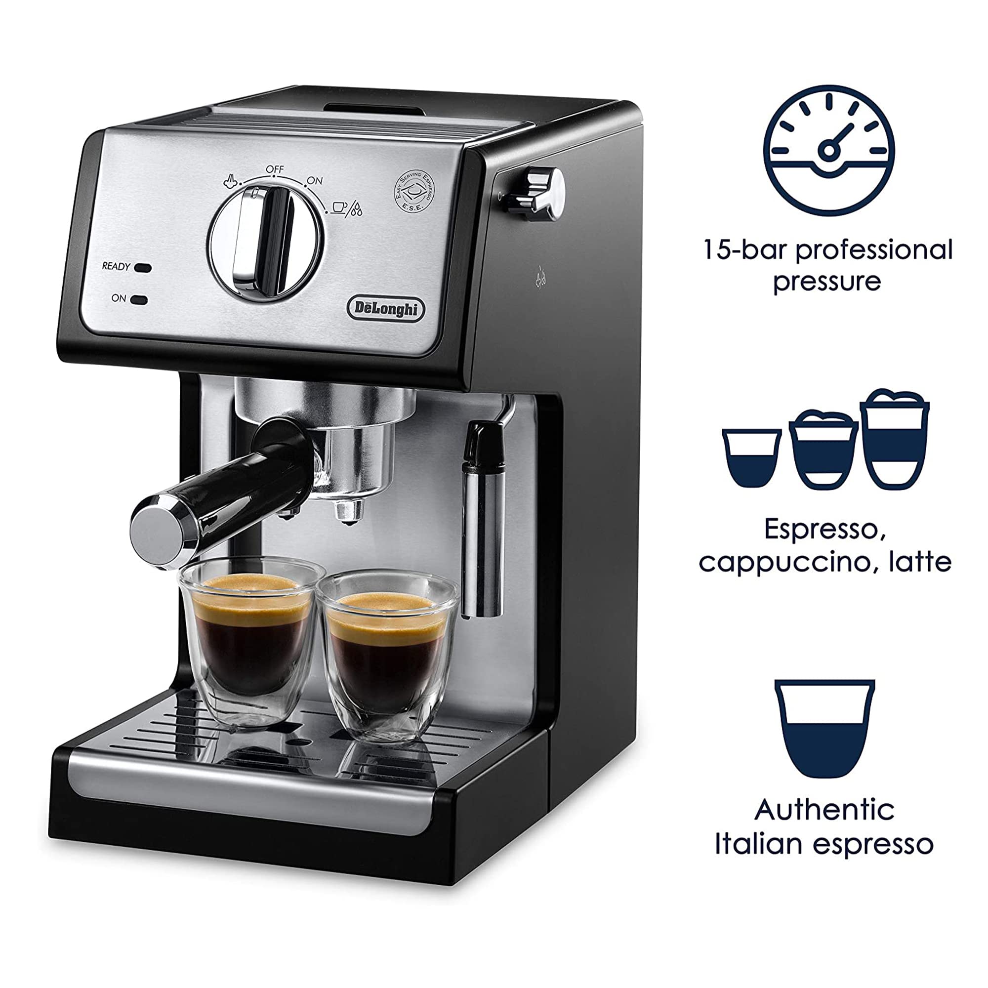 De'Longhi ECP3420 15-Bar Pump Espresso Machine with Manual Milk Frother - Perfect for Making Latte, Cappuccino & Black Coffee at Home or Office