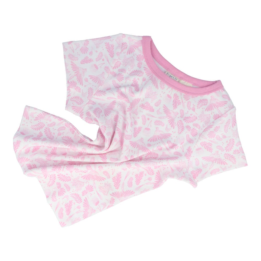 Organic Cotton Kids' Short Sleeve Pajama Set - Blush Wings Pink | Soft & Breathable Sleepwear for Boys & Girls | Perfect for Summer Nights & Sleepovers