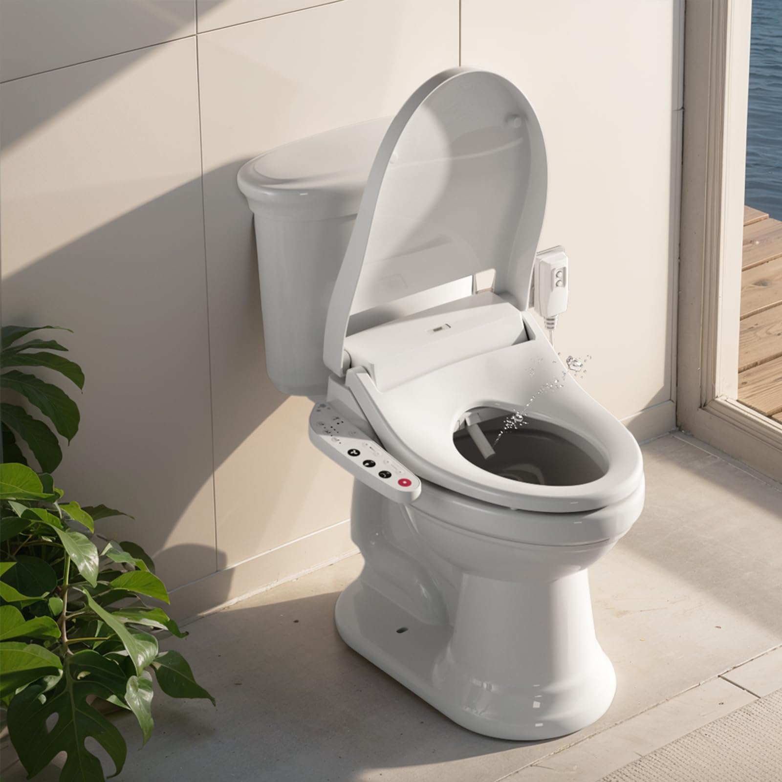 R&T V2601 Heated Bidet Seat for Elongated Toilet - Smart Toilet Seat with Warm Air Dryer, Temperature Controlled Wash & Adjustable Water Pressure - Perfect for Modern Bathrooms & Enhanced Hygiene Comfort