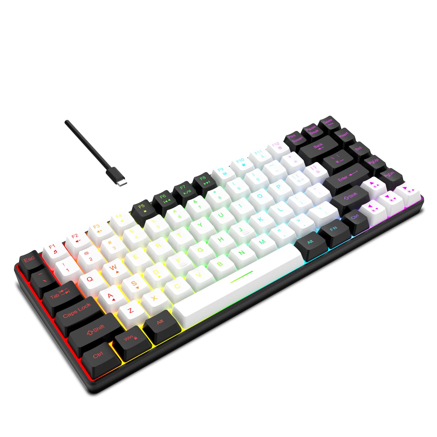 7KEYS Wired Gaming Keyboard - 84Key RGB Backlit Mechanical for PC/Mac - Office & Gaming Use