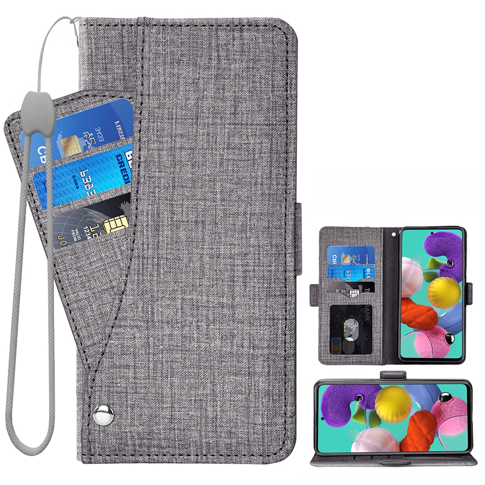 **Asuwish Samsung Galaxy A51 4G Wallet Case with Tempered Glass Screen Protector – Leather Flip Cover with Card Holder for Galaxy A51/A515F/M40S (Gray) – Perfect for Work, Travel & Daily Use**