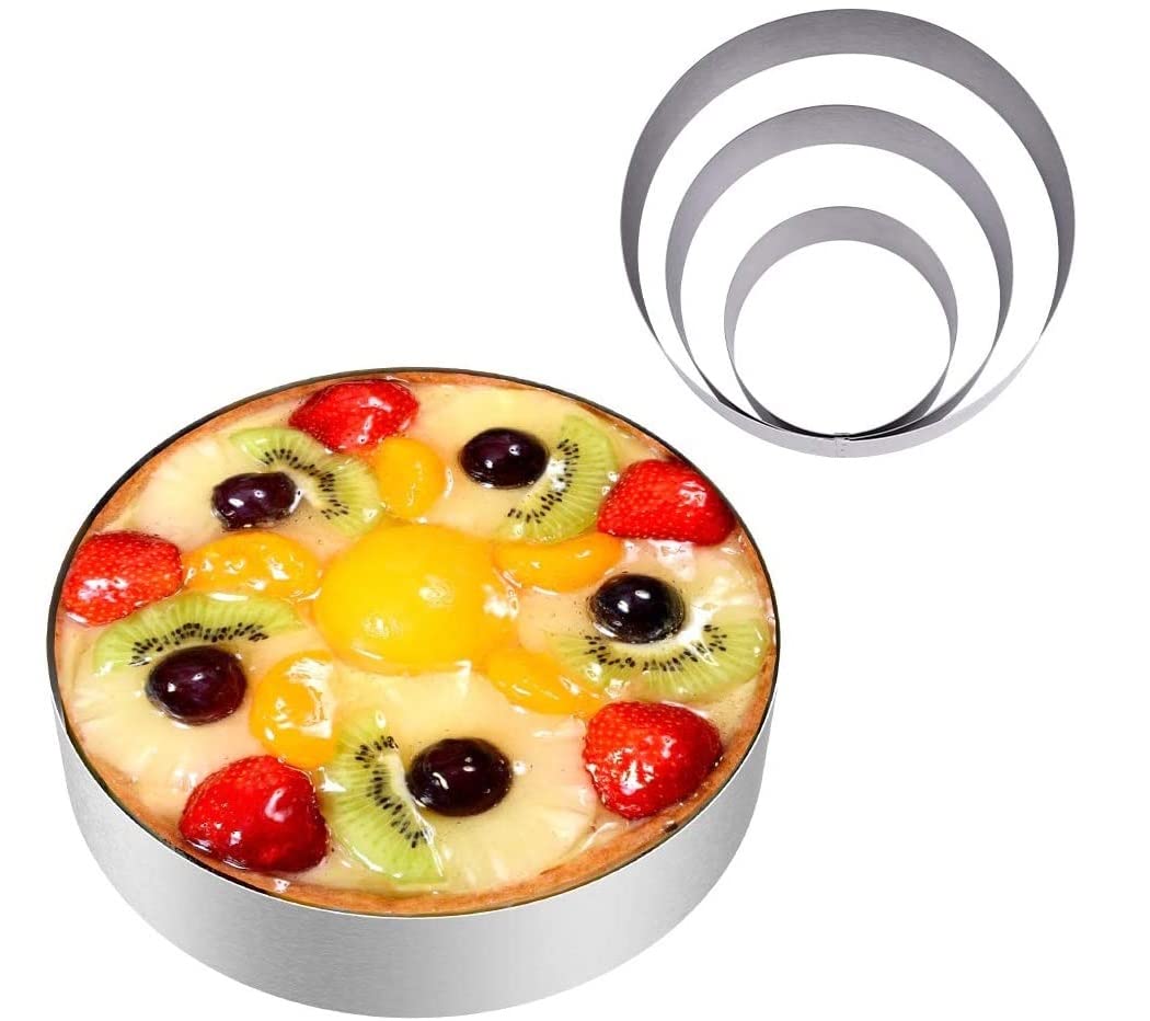Siking Stainless Steel 4/6/8 Inch Round Cake Ring Mold - Professional Baking Tool for Mousse, Cheesecake, Pancakes, Cookies, Salads & Onigiri (11-3cm Height) - Perfect for Home Baking & Dessert Making