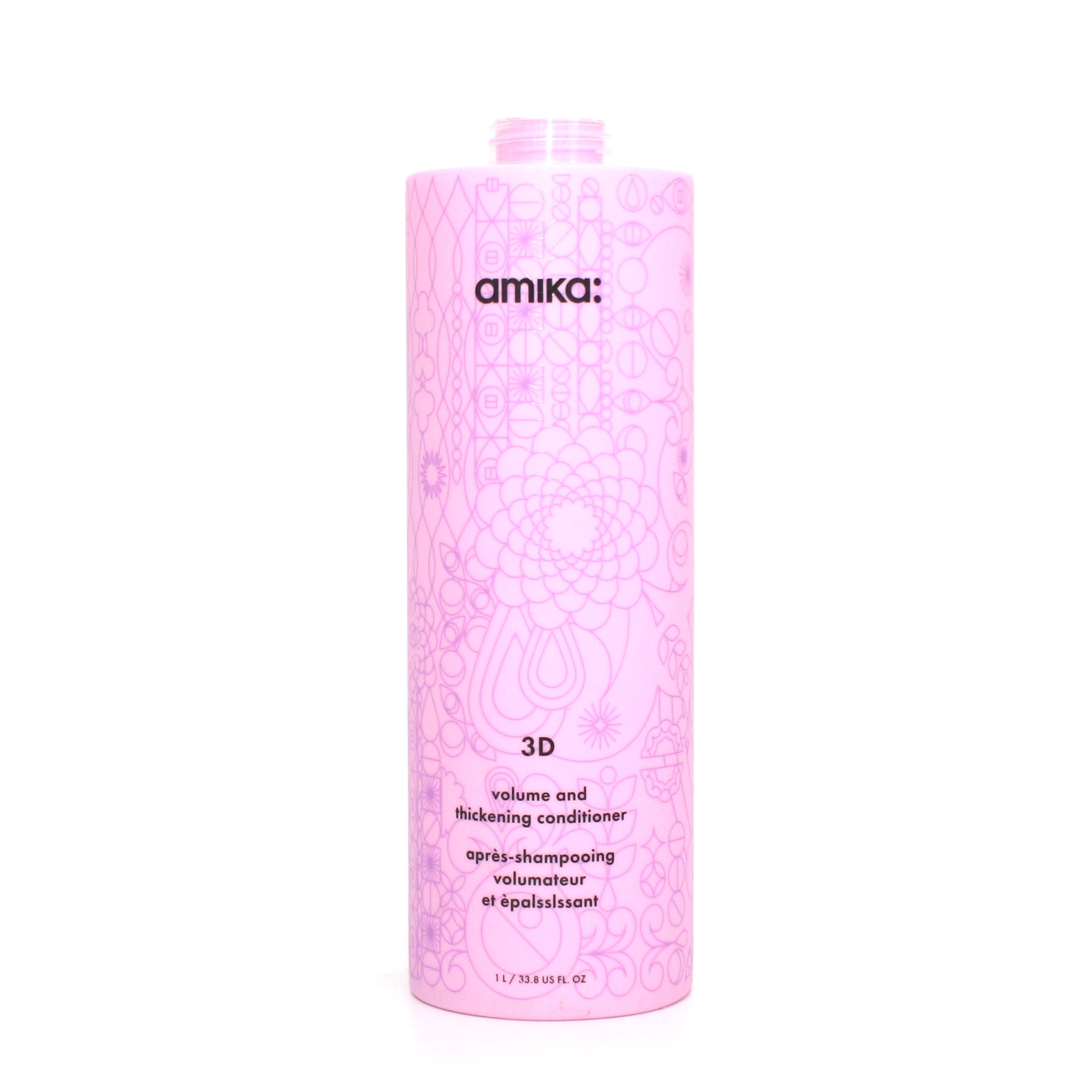 Amika 3D Volume & Thickening Conditioner for Fine Hair - 33.8 oz (1 Liter) - Sulfate-Free Hair Thickening Treatment for Volume & Body - Perfect for Daily Use & Styling