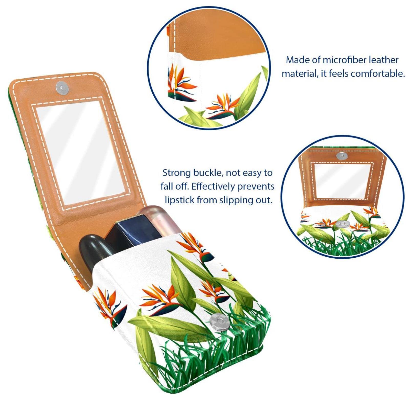Personalized Lipstick Case - Portable Makeup Bag & Cosmetic Pouch Organizer with Tropical Bird of Paradise Design | Perfect for Travel, Daily Use & Gift Giving