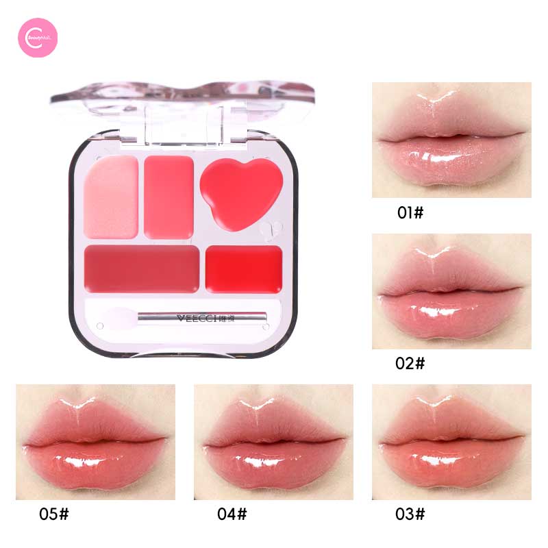 VEECCI Customizable Lip Gloss Palette - 12 Colors Vegan & Cruelty-Free Makeup Kit for Professional Artists & DIY Beauty - Perfect for Bridal, Party & Photo Shoot Makeup