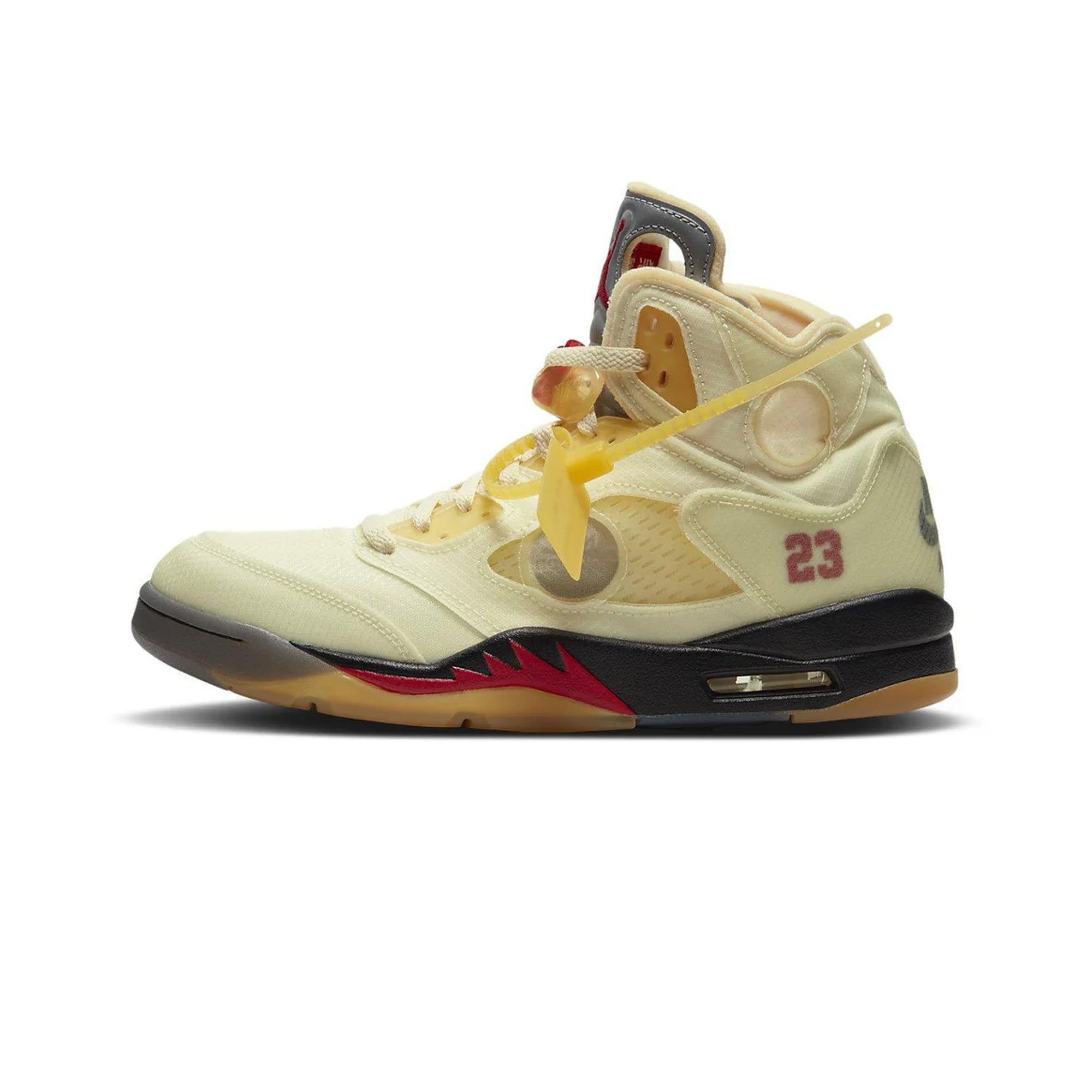 Authentic Air Jordan 5 x Off-White 'Sail' Retro Basketball Shoes - Limited Edition Sneakers for Men | Streetwear Fashion & Basketball Performance