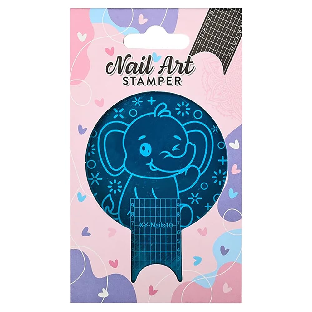 Premium Stainless Steel Nail Ruler - Professional Length Measuring Tool with Elephant Art Stencil Designs for Nail Art, DIY Crafts & Manicures | Perfect for Salon, Home Use & Nail Enthusiasts