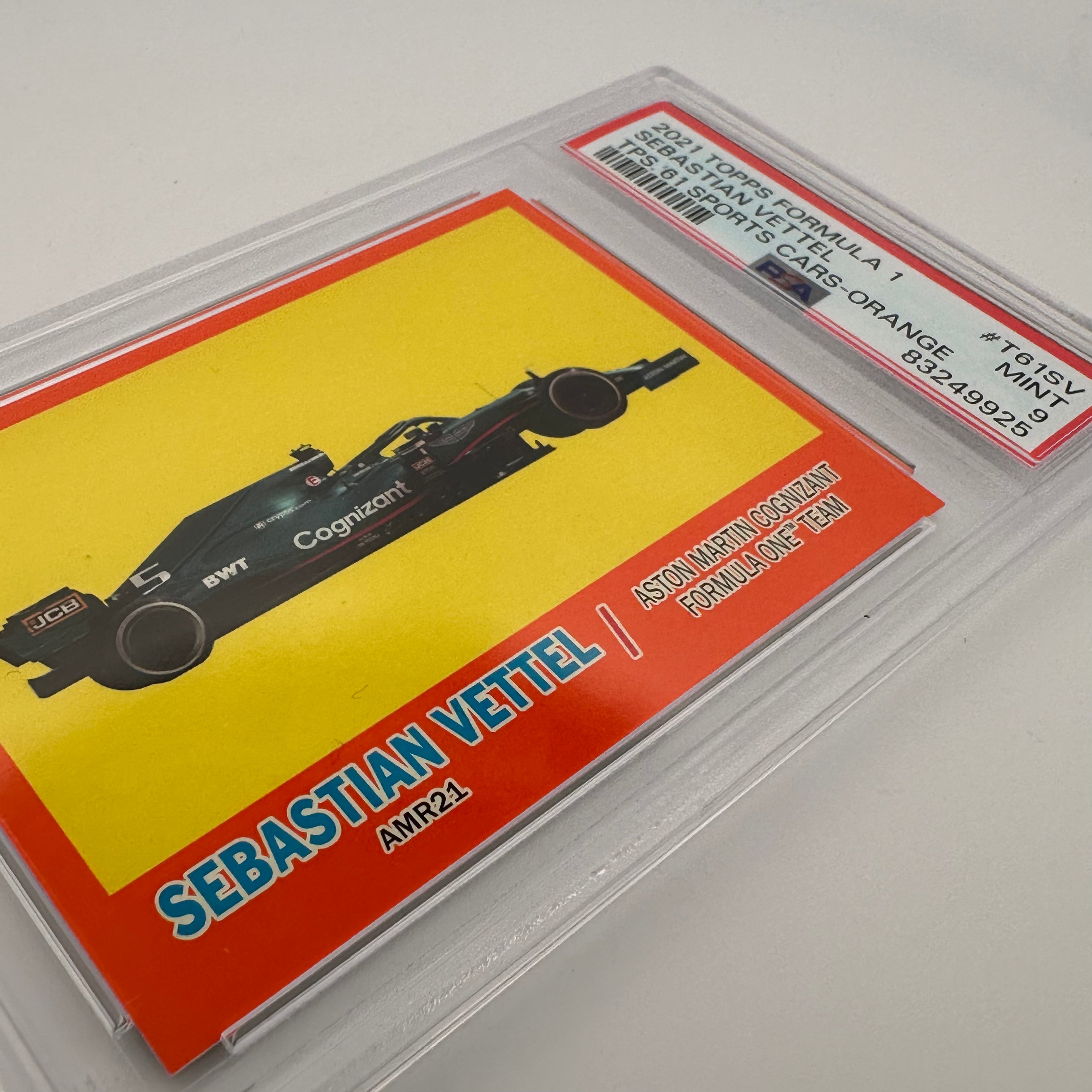PSA 9 Graded 5/25 Sebastian Vettel 1961 Sports Cars Orange #T61SV - Perfect for Racing Memorabilia Collectors & Formula 1 Fans Display
