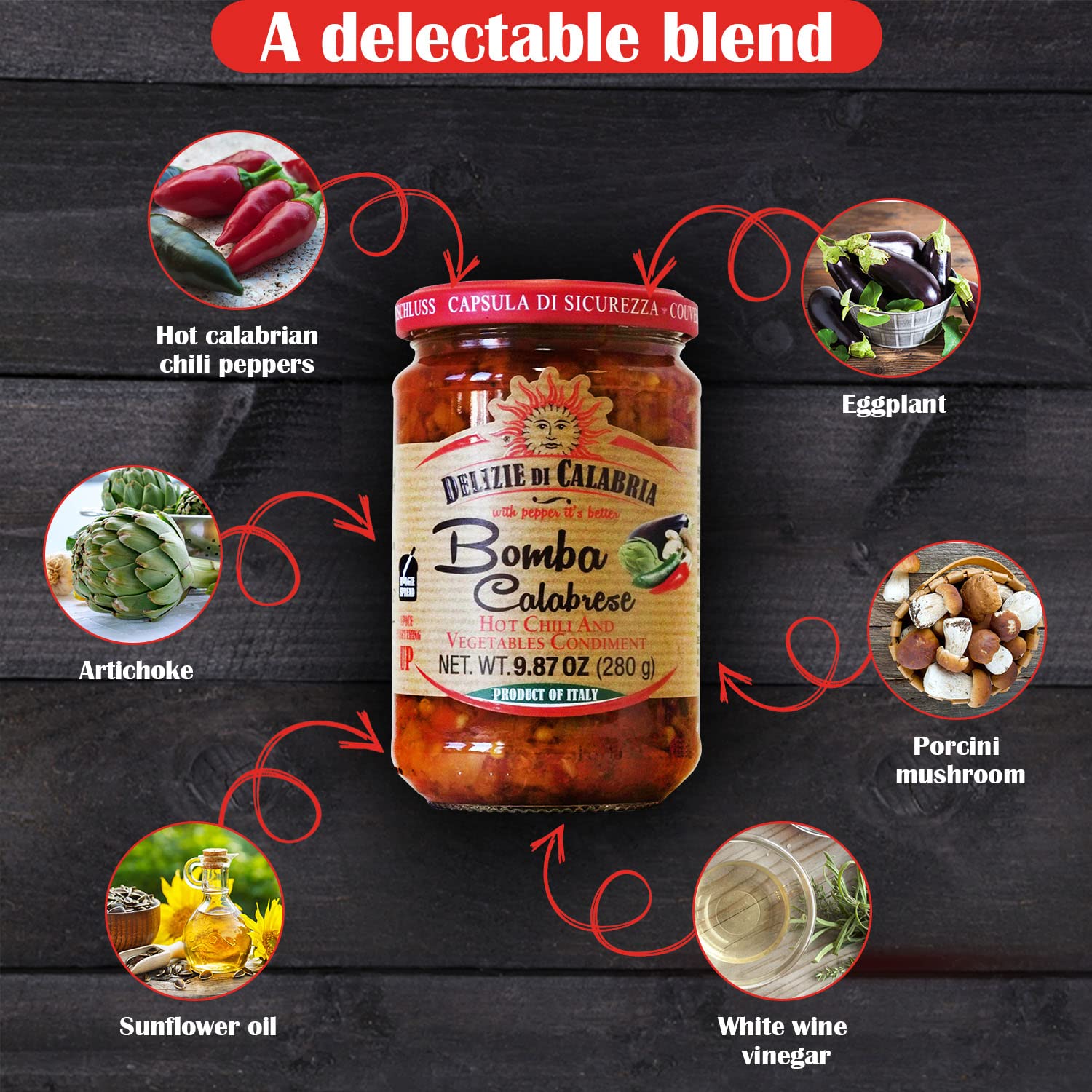 Bomba Calabrese Italian Hot Sauce Spread - 9.87oz (Pack of 3) | Authentic Spicy Chili Pepper Condiment for Pizza, Pasta & Sandwiches | Gourmet Italian Cooking & Charcuterie Board Essential