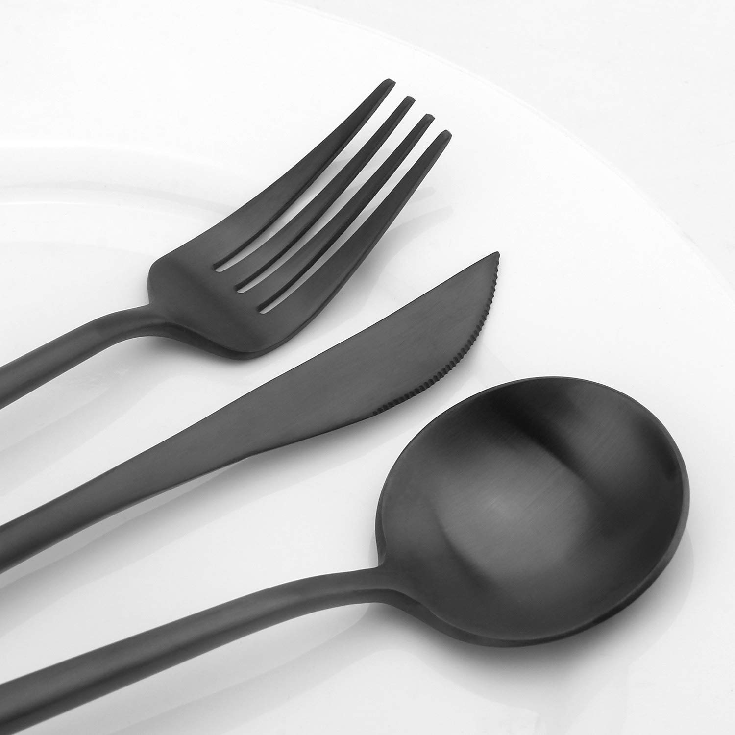 Premium Matte Black Silverware Set - Vanys 20-Piece Stainless Steel Flatware Set for 4, Includes Knives, Forks & Spoons - Durable Satin Finish Cutlery for Everyday Dining & Formal Occasions