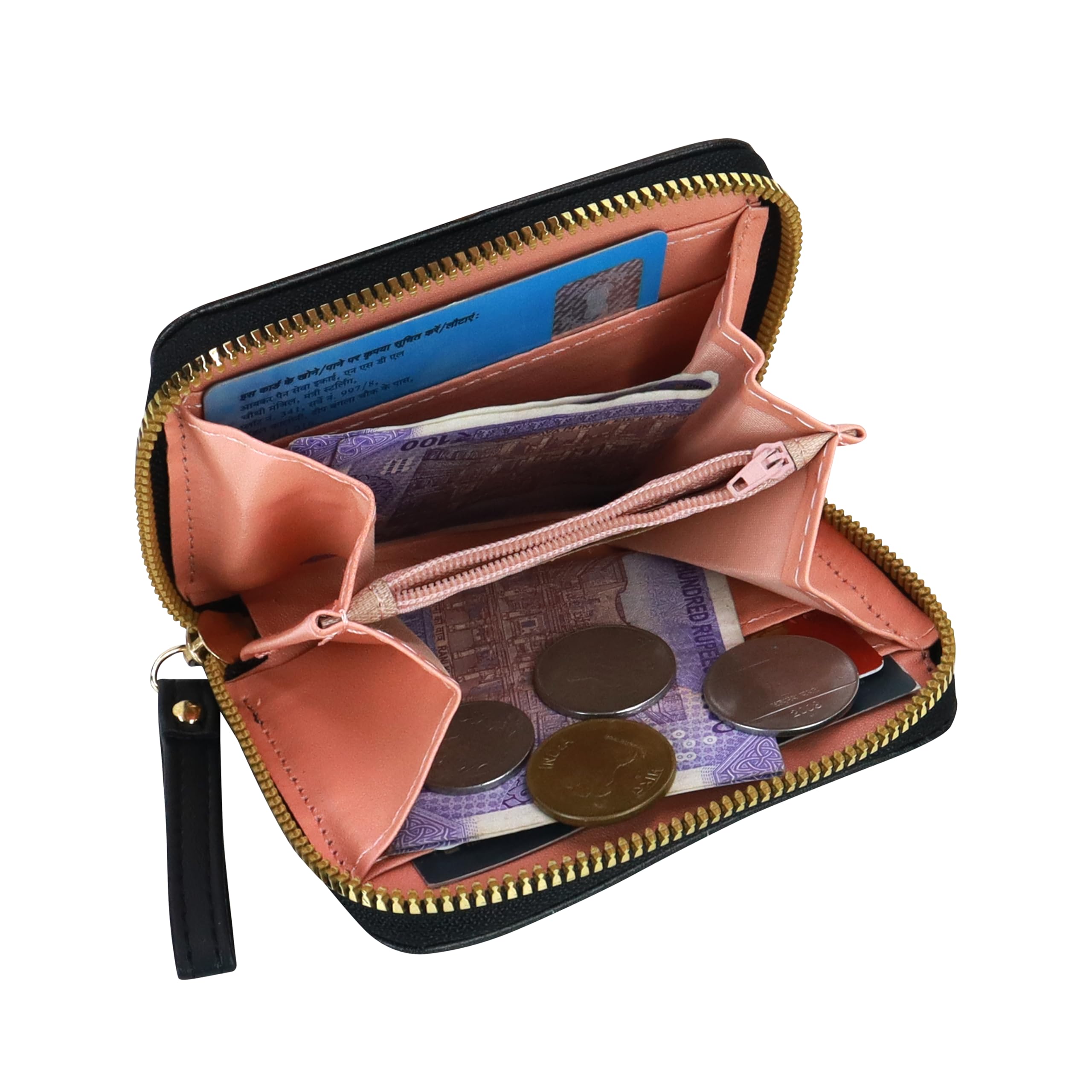NFI Essentials Small Wallet for Women - PU Leather Mini Clutch with Zipper, Printed Credit Card & Coin Holder | Perfect for Everyday Use, Travel, and Gift Giving