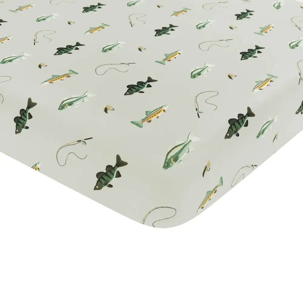 Kyte Baby Soft Printed Twin Sheet Set - Cute Fishing Theme for Nursery & Kids Bedroom - Breathable Cotton Bedding for Boys & Girls - Perfect for Cribs, Toddler Beds & Sleepovers