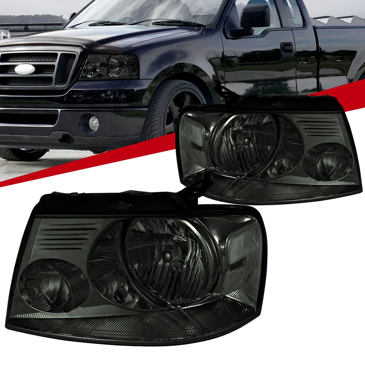 Smoke Tinted Headlights for 2004-2008 Models - Left & Right Pair - Upgrade Your Car's Style & Night Driving Safety (Perfect for Customization, Night Driving, and Car Shows)