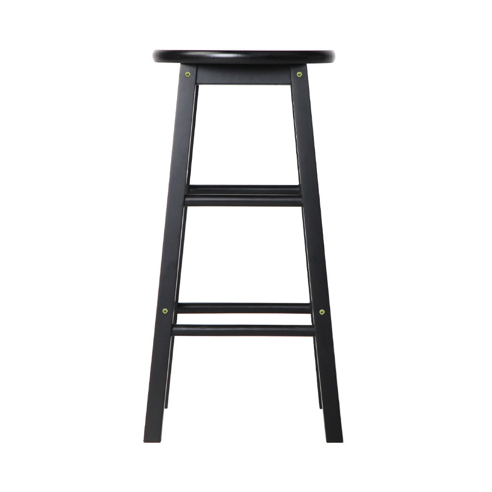 2 Pack Black Wooden Bar Stools with Round Seats - Perfect for Kitchen Island, Breakfast Nook & Home Bar Decor