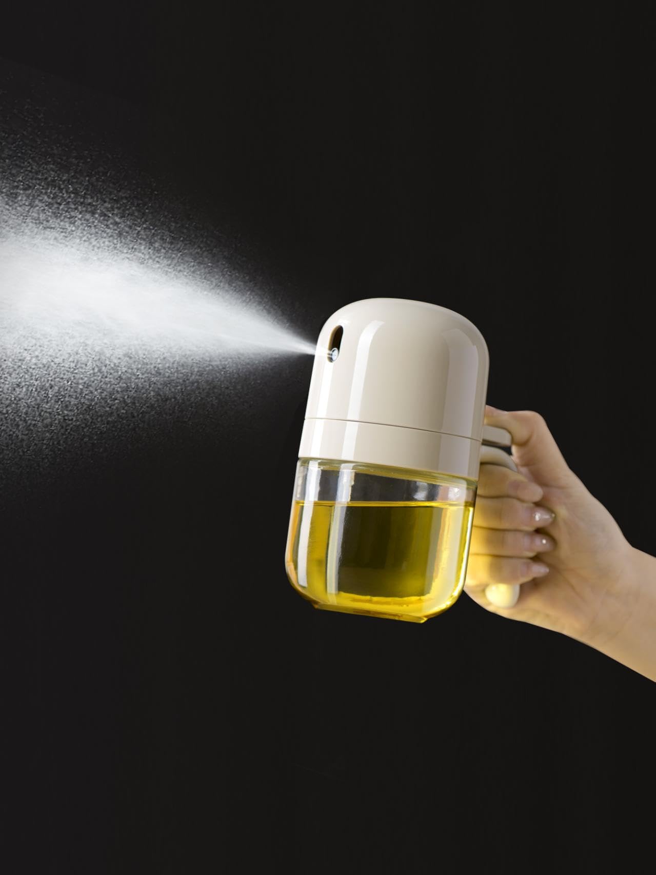 Premium 10 oz Glass Oil Sprayer Bottle for Cooking - Olive Oil Dispenser for Air Fryer, Salad, BBQ & Kitchen Use | Durable Off-White Kitchen Essential for Healthy Cooking & Meal Prep