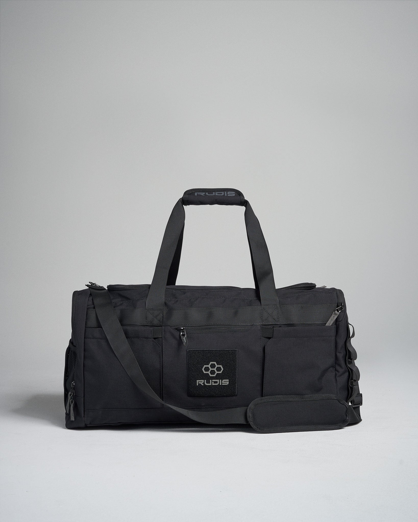 RUDIS Utility Duffel Bag - Large Sports Gym Bag for Men & Women - Durable Travel Duffel with Multiple Pockets - Perfect for Gym, Workout, Travel & Sports Equipment Storage (Black)
