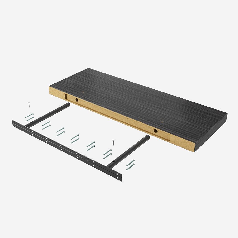 3-Pack Dark Wood Floating Shelves Set - 30