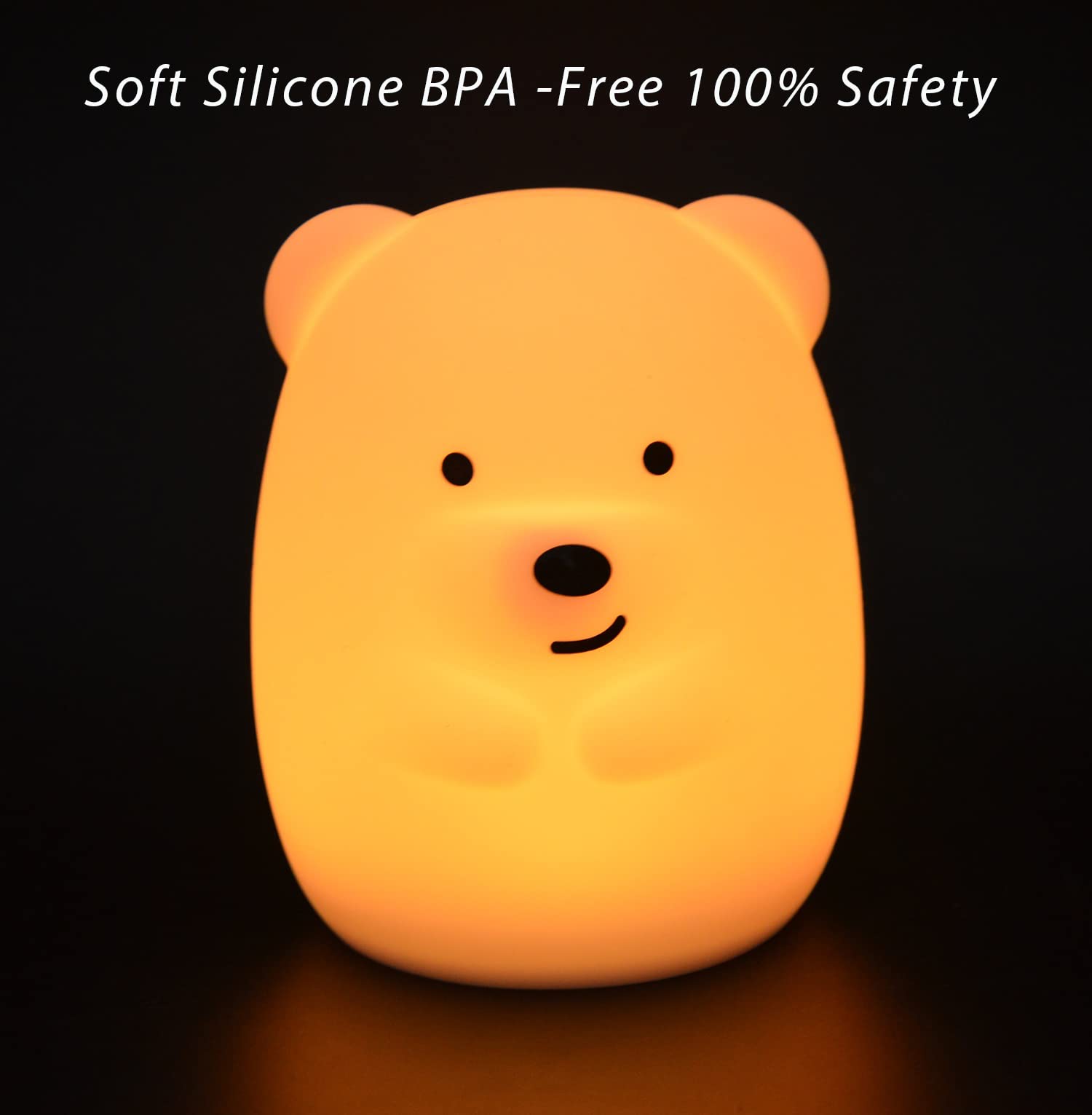 Medium Bear Night Light - 9 Color Changing, USB Rechargeable, Touch Control for Kids & Adults - Perfect for Bedrooms & Nurseries