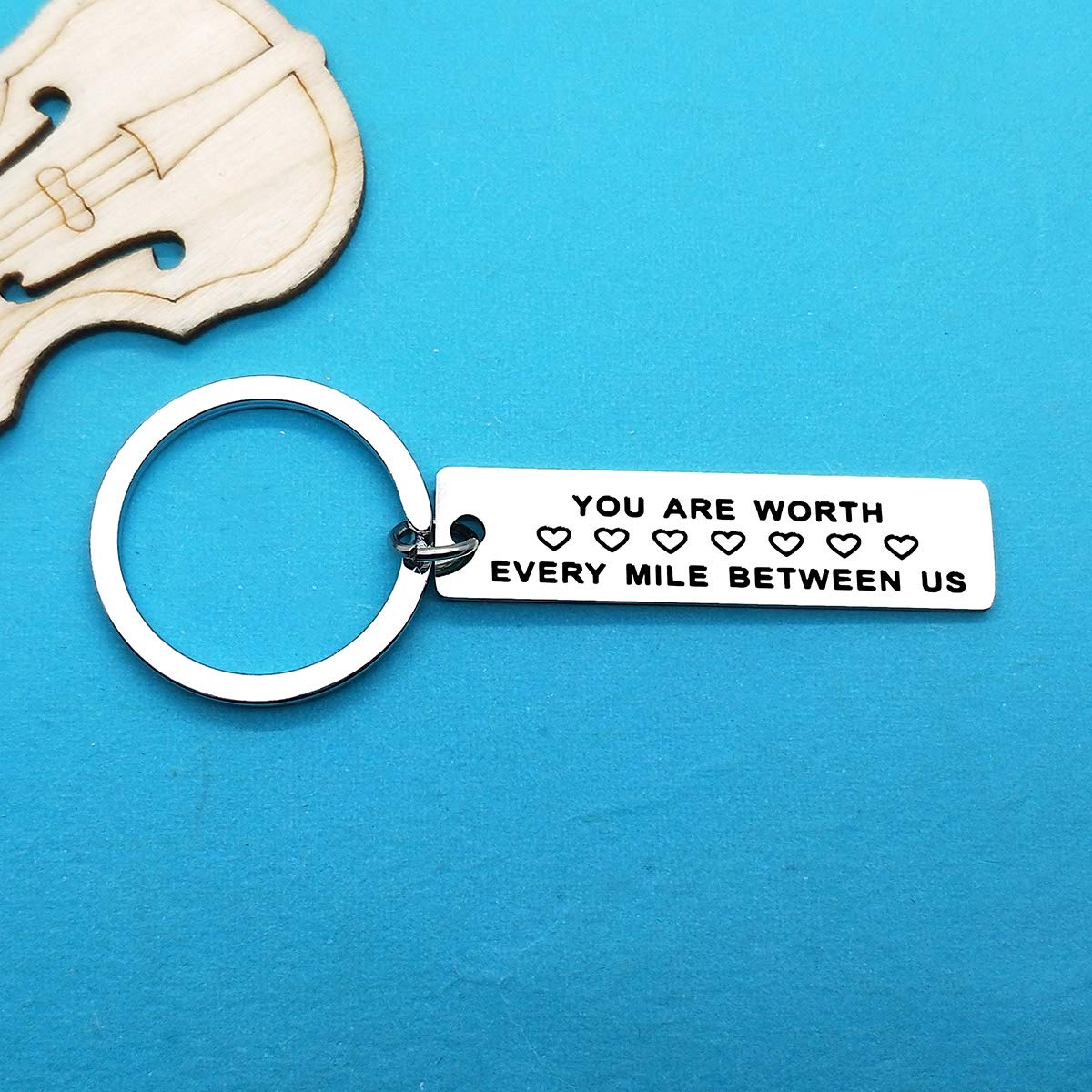 Long Distance Relationship Keychain - 'You Are Worth Every Mile Between Us' Couples Gift for Boyfriend, Girlfriend, Anniversary & Valentine's Day | Military Deployment Keepsake for Him | Perfect for LDR Couples, Romantic Occasions & Missing Your Partner