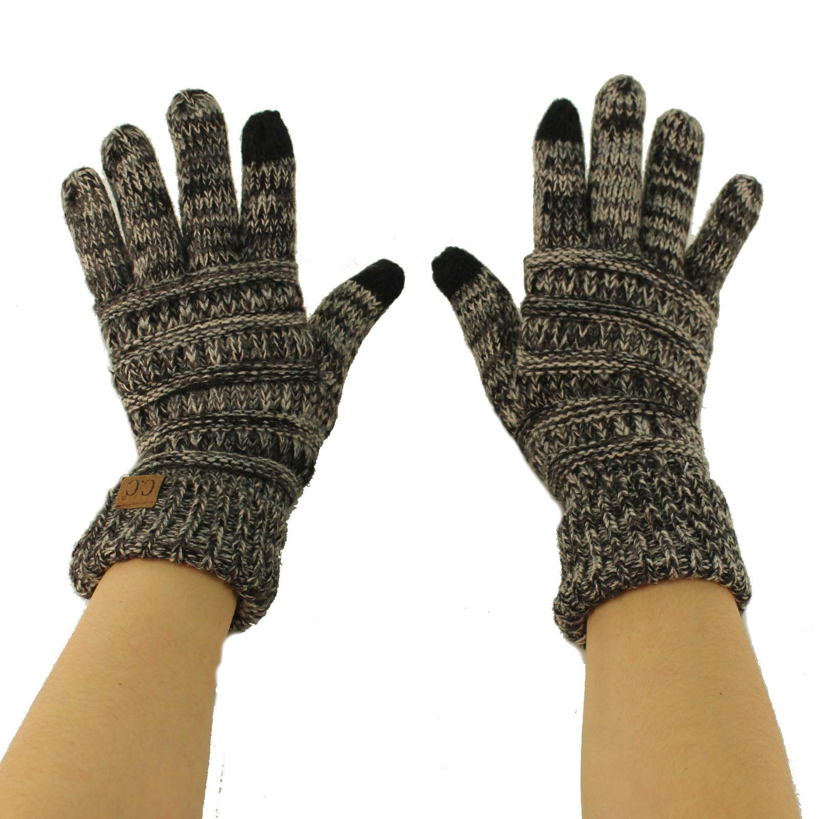 Winter CC Quad Touch Screen Smartphone Gloves - Soft & Warm Finger Tips for Cold Weather - Black/Gray - Perfect for Outdoor Activities, Skiing, and Daily Commute
