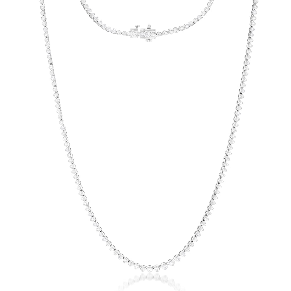 14K White Gold 3 Carats Diamond Necklace with 157 Brilliant Cut Diamonds - 43cm Chain Length for Women - Perfect for Weddings, Anniversaries & Special Occasions