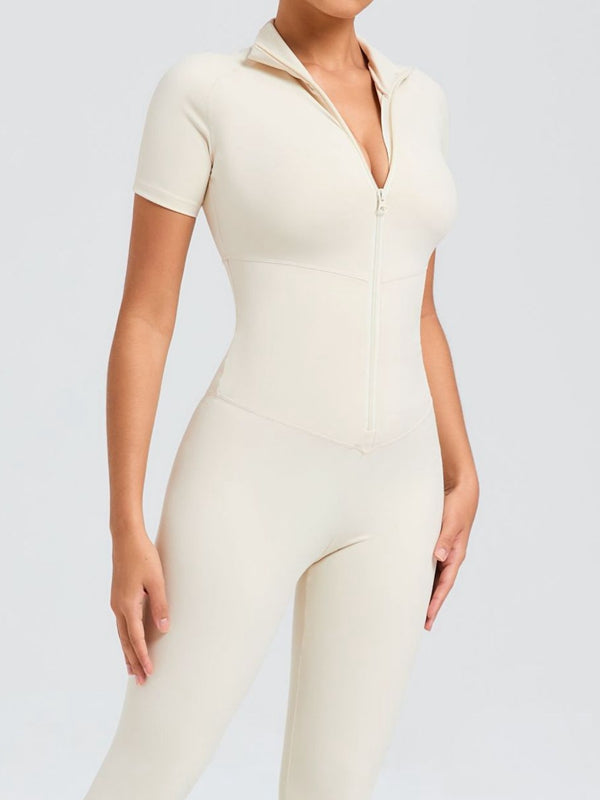 ZASUWA Women's Stand Collar Zipper Jumpsuit - Stylish One-Piece Outfit for Casual Wear, Office & Evening Events