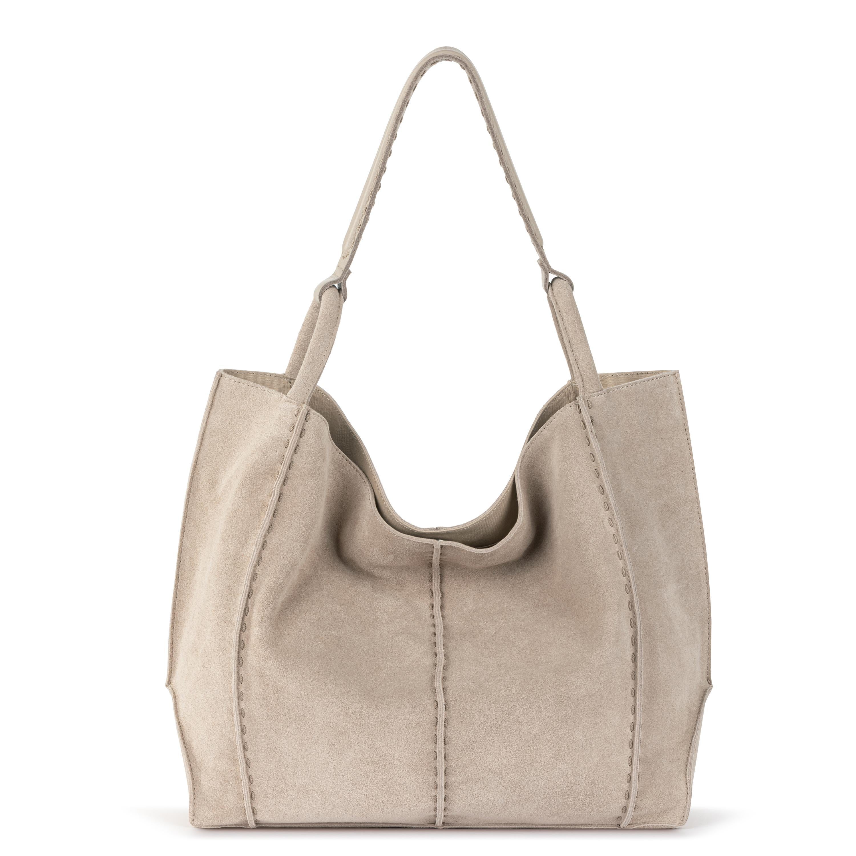 Los Feliz Large Leather Tote Bag - Sand Suede Handbag for Women, Perfect for Work, Travel & Everyday Use