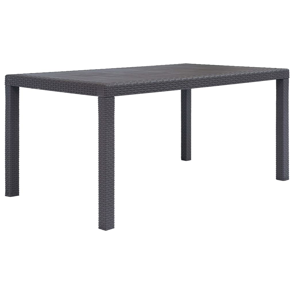 Weather-Resistant Brown Plastic Rattan-Look Outdoor Dining Table 59