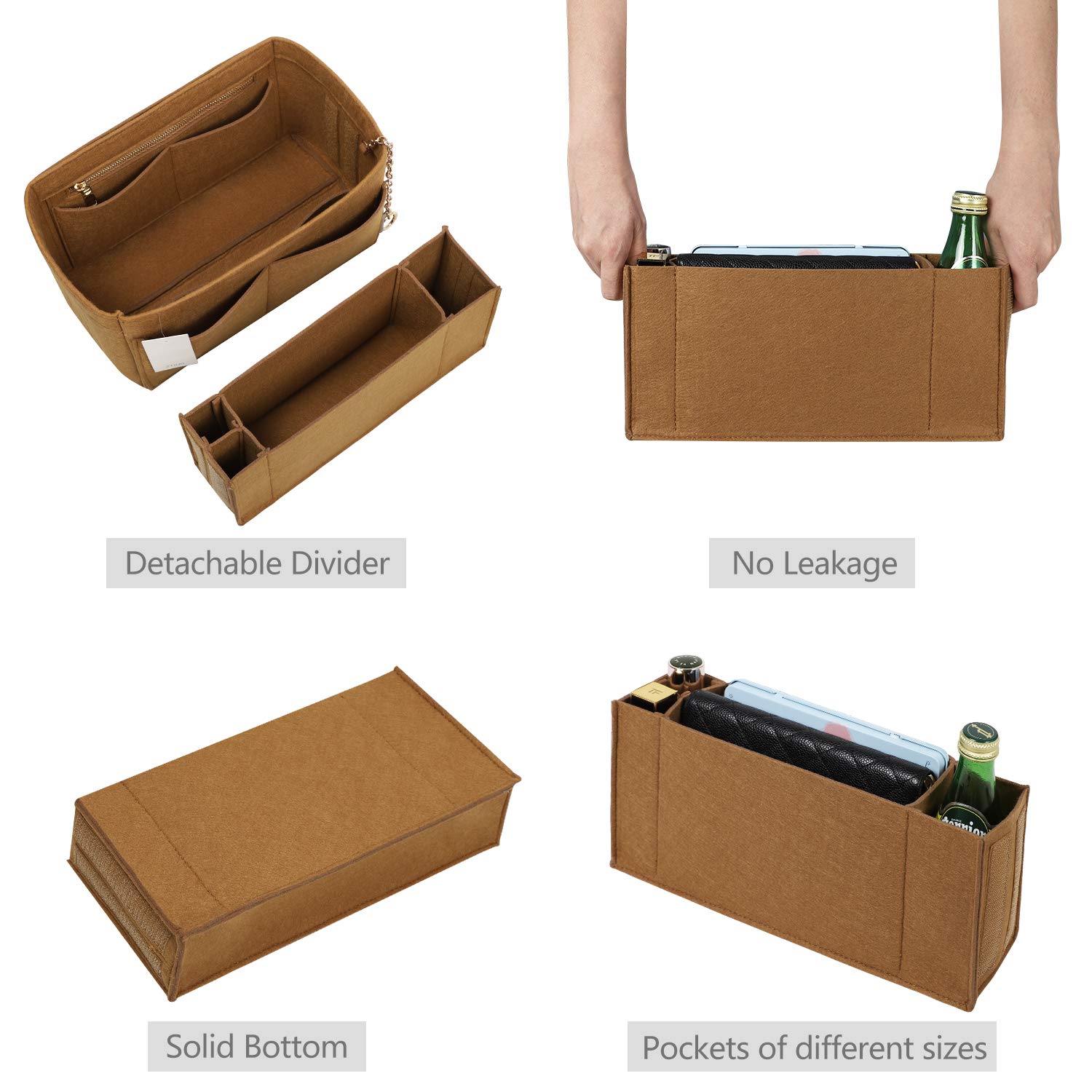 Premium Felt Purse Organizer Insert with Zipper & Sewn Bottom - 6 Sizes for Louis Vuitton Speedy, Neverfull, Graceful Handbags | Perfect for Travel, Work & Daily Organization