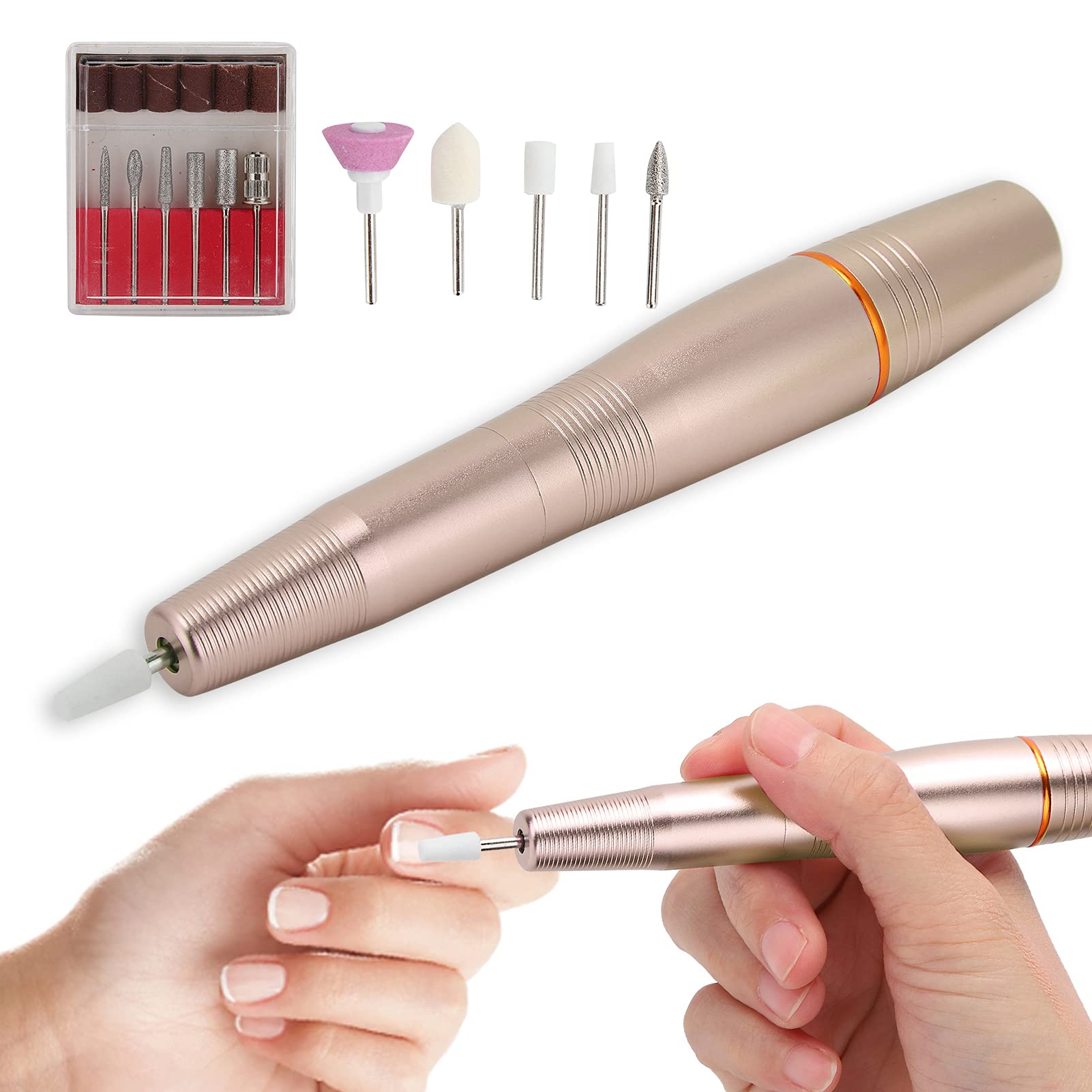 Professional USB Nail Drill Machine for Salon & Home Use - Electric Nail Grinding Tool with Golden Pisa Leaning Tower Design | Perfect for Manicures, Pedicures & Nail Art at Home or Professional Salons