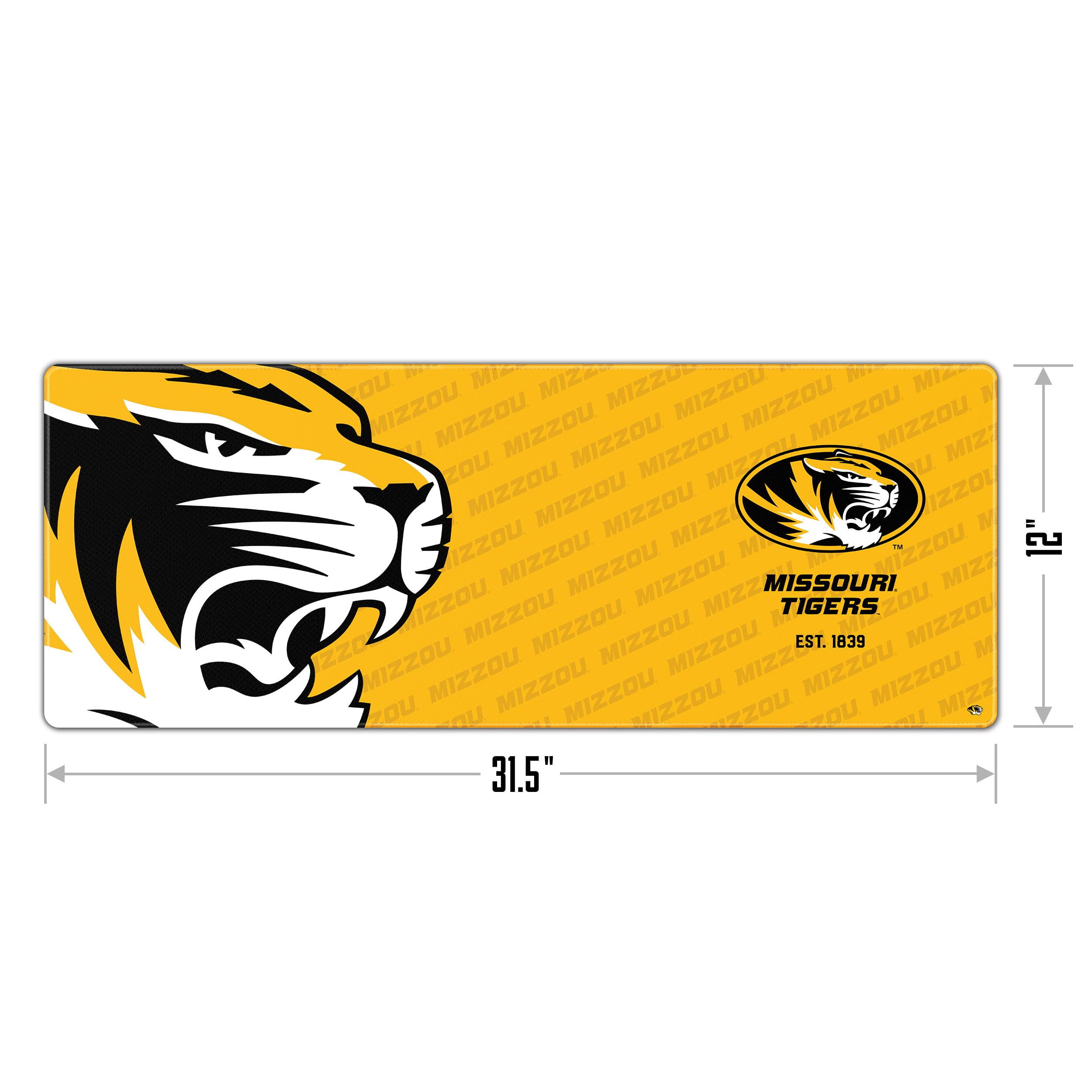 YouTheFan NCAA Missouri Tigers Logo Series Desk Pad - Non-Slip Mouse Pad for Office, Gaming & Home Use - Officially Licensed SMU Mustangs Merchandise