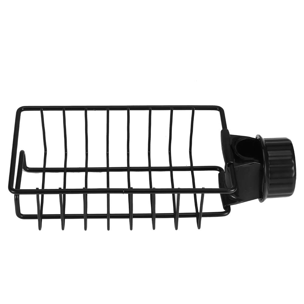Stainless Steel Kitchen Sink Organizer with Sponge Holder, Soap Dispenser & Drain Rack - Space Saving Bathroom Accessories (Black) - Perfect for Small Kitchens, Bathrooms & RV Sinks