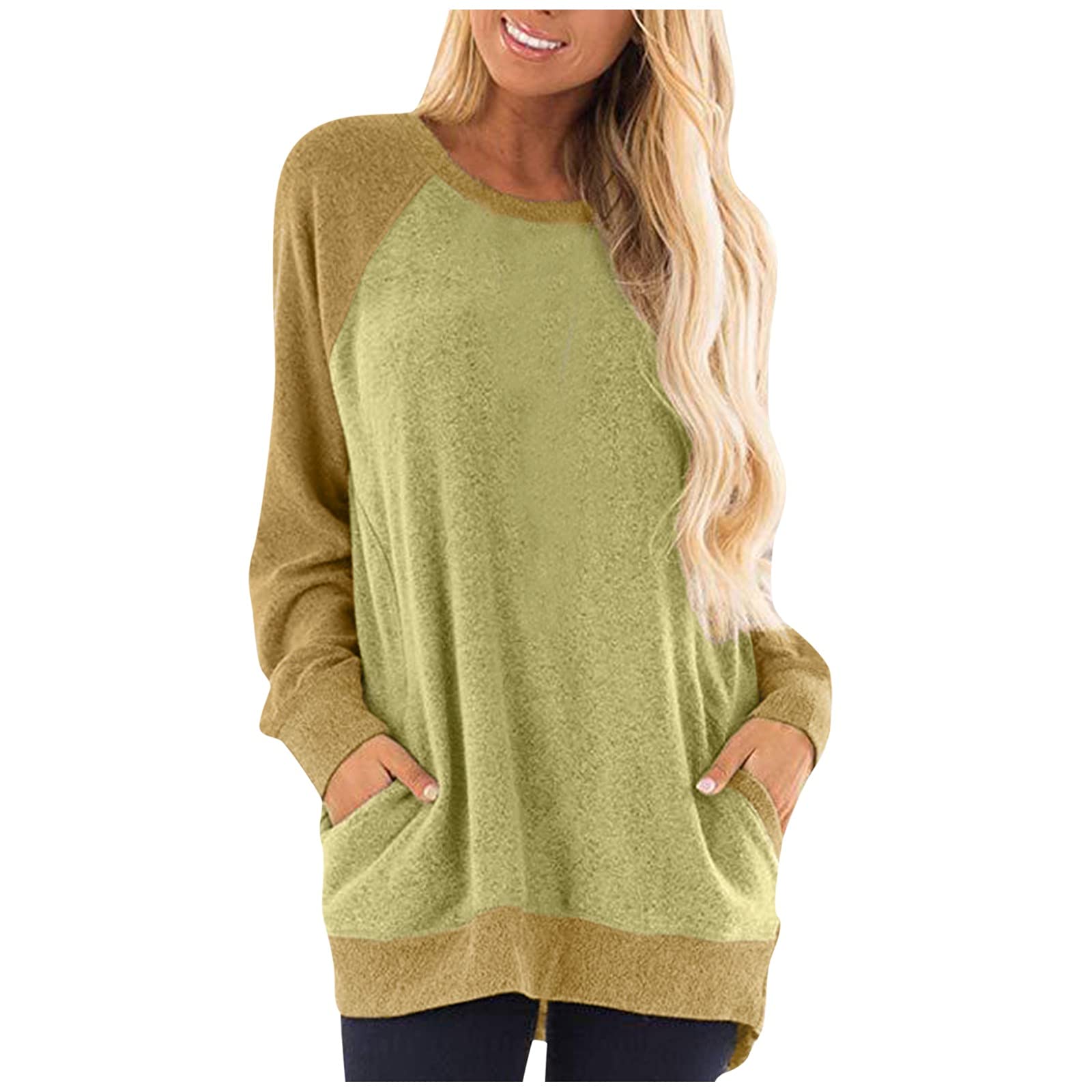 Women's Oversized Casual Sweatshirt - Soft Crewneck Pullover Long Sleeve Tunic Top with Pocket | Cozy Lounge Wear, Street Style Fashion, Fall Winter Layering Essential