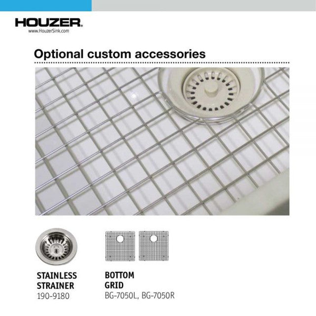 Houzer Platus Series 32-Inch Fireclay Dual Mount Kitchen Sink - Undermount or Apron Front Farmhouse Style for Modern & Rustic Kitchens | Perfect for Cooking, Entertaining & Dishwashing