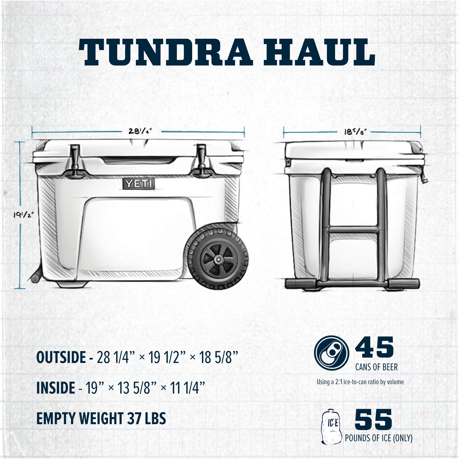 YETI Tundra Haul Portable Wheeled Cooler - Heavy Duty Rolling Cooler for Camping, Beach, Tailgating & Outdoor Adventures - 50 Quart Capacity, Leakproof Design, All-Terrain Wheels