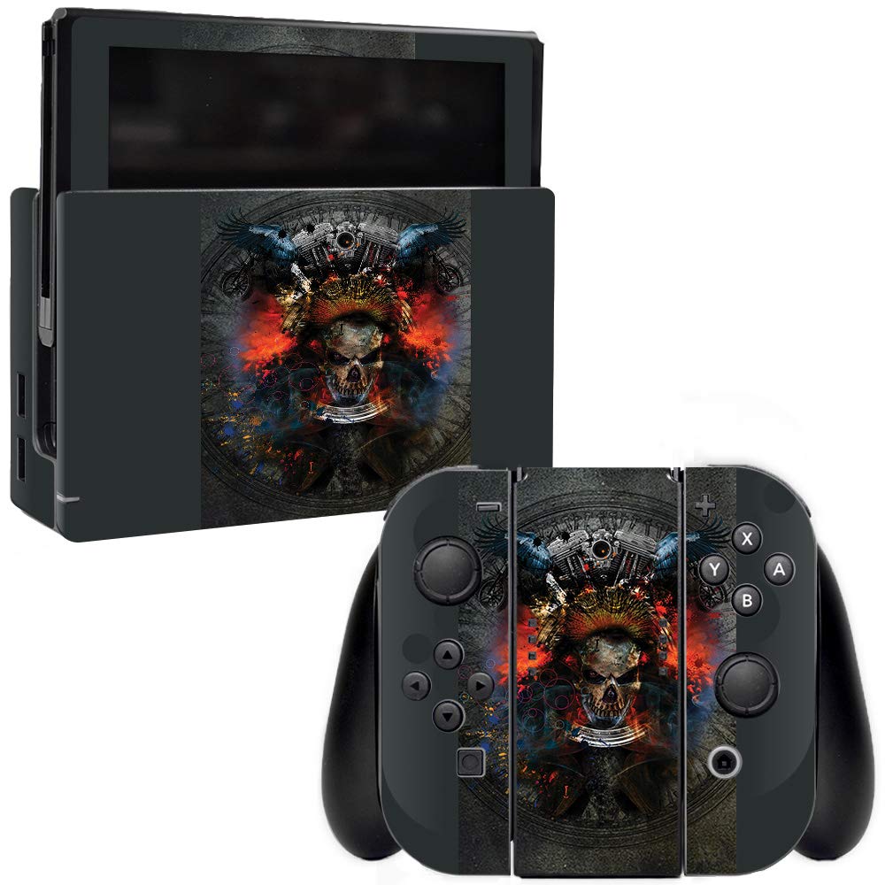 MightySkins Vinyl Decal Wrap Cover Compatible with Nintendo Switch - Grunge Skull Design | Protective, Durable, Customizable Skin | Easy to Apply & Remove | Made in USA | Perfect for Gaming Protection & Personalization