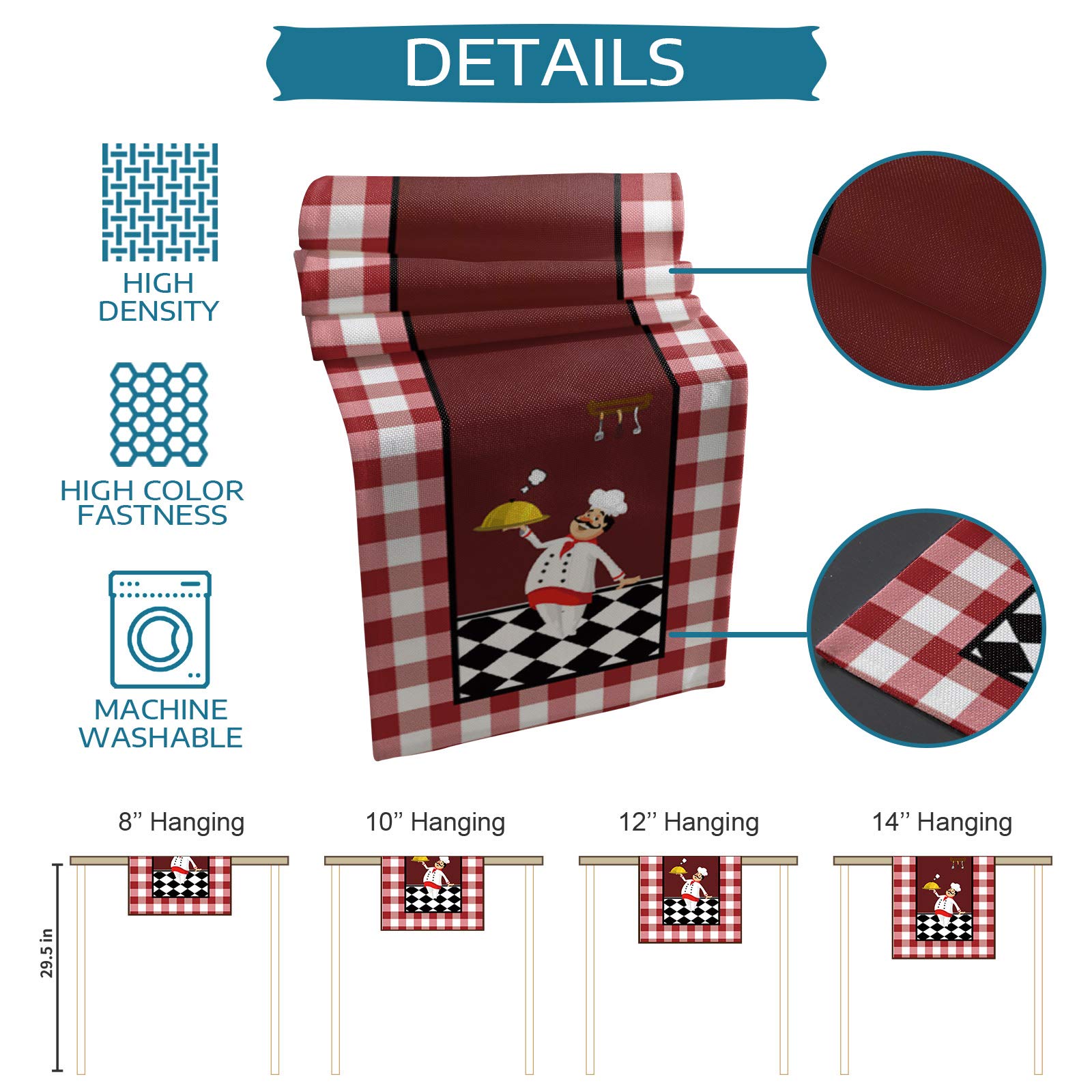 120 Inch Long Cotton Linen Buffalo Plaid Checked Table Runner - Red Burlap Kitchen Decor for Dining, Coffee, Party & Wedding Tables | Rustic Farmhouse Style Table Accessory for Holiday Gatherings and Home Decor