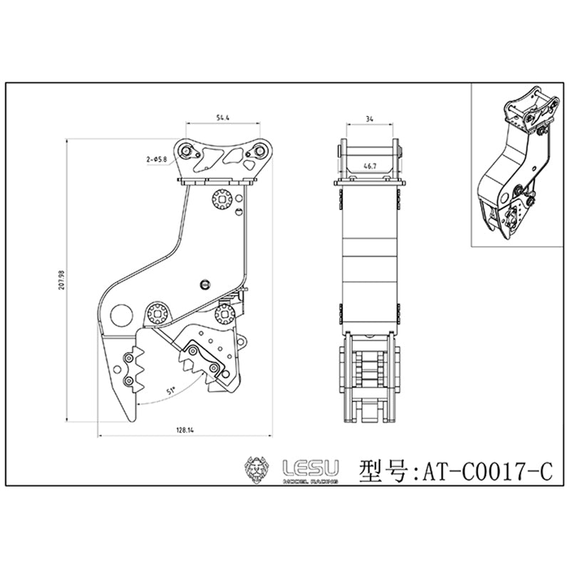 1/14 LESU Aoue ET35 RC Hydraulic Excabator Metal Tiltable Bucket Grab Grapple - Quick Detachable Fixed Mount Crusher for Excavator Models - Perfect for Construction Simulation, RC Toy Collection, and DIY Projects