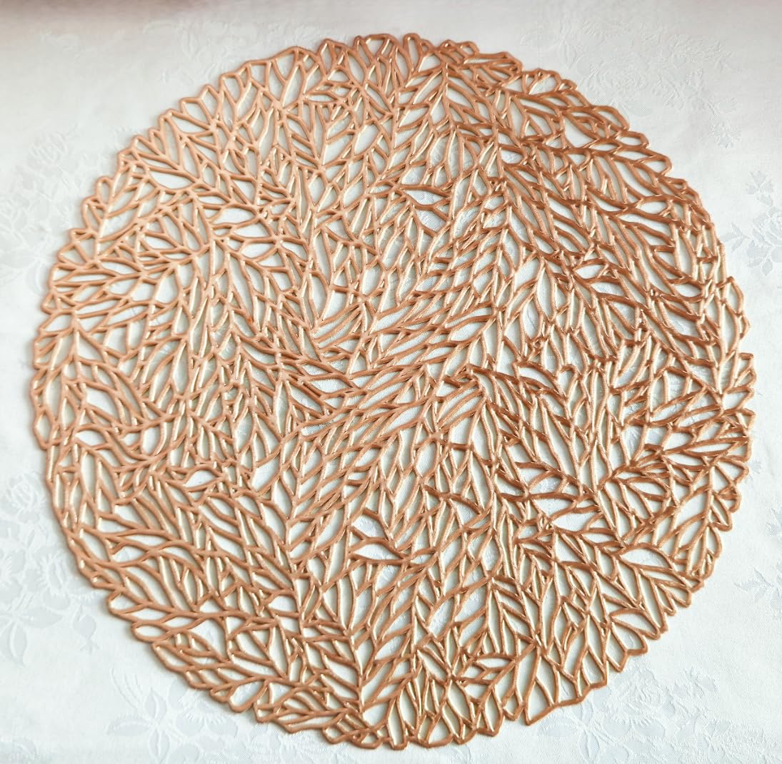 120-Pack Pressed Vinyl Metallic Placemats - Rose Gold Wedding Table Decor, Spring Party Centerpiece for Dining Table, Buffet & Special Events