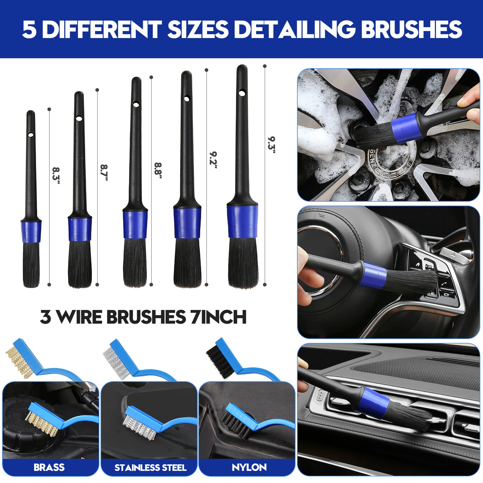24Pcs Car Detailing Kit - Professional Interior & Exterior Cleaning Tools for Wheels & Car Care
