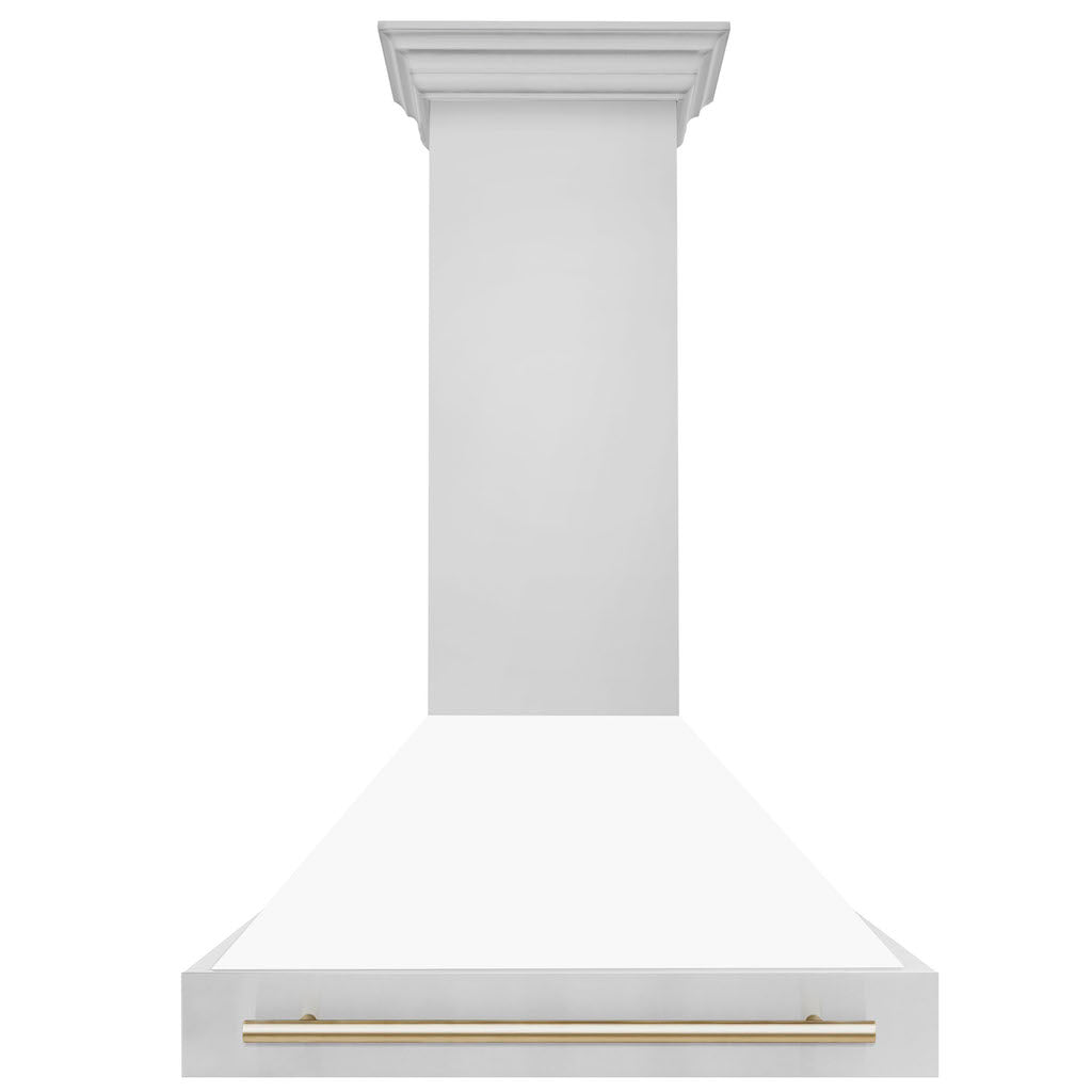 ZLINE Autograph Edition 36 Inch Stainless Steel Range Hood with White Matte Shell & Handle (8654STZ WM36) - Premium Kitchen Ventilation for Modern Homes & Professional Chefs