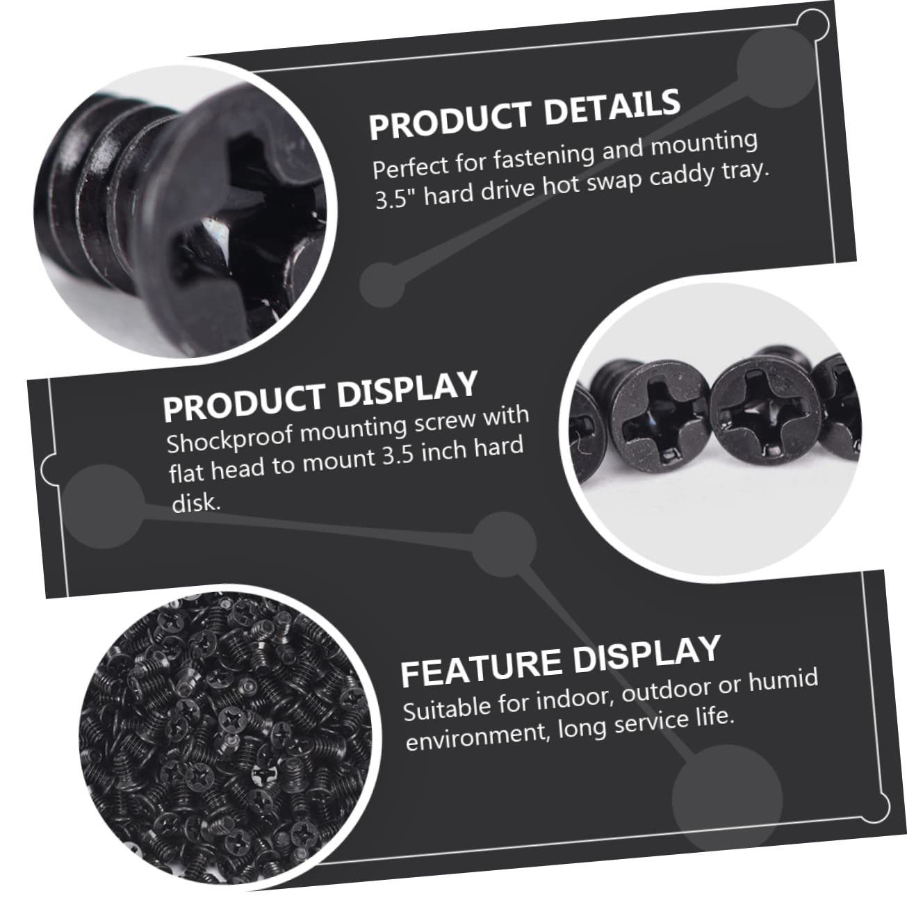 Homoyoyo 3.5 Inch Hard Drive Screws - Thick Lines Cross Recessed Screws for Easy Installation & Secure Fit | Perfect for Computer Builds, Server Racks & DIY Electronics Projects