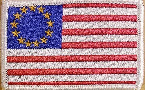 Betsy Ross Flag Embroidered Iron-On Patch - Tactical Morale Shoulder Emblem with White Border - USA Patriotic Military Patch for Uniforms, Jackets & Backpacks