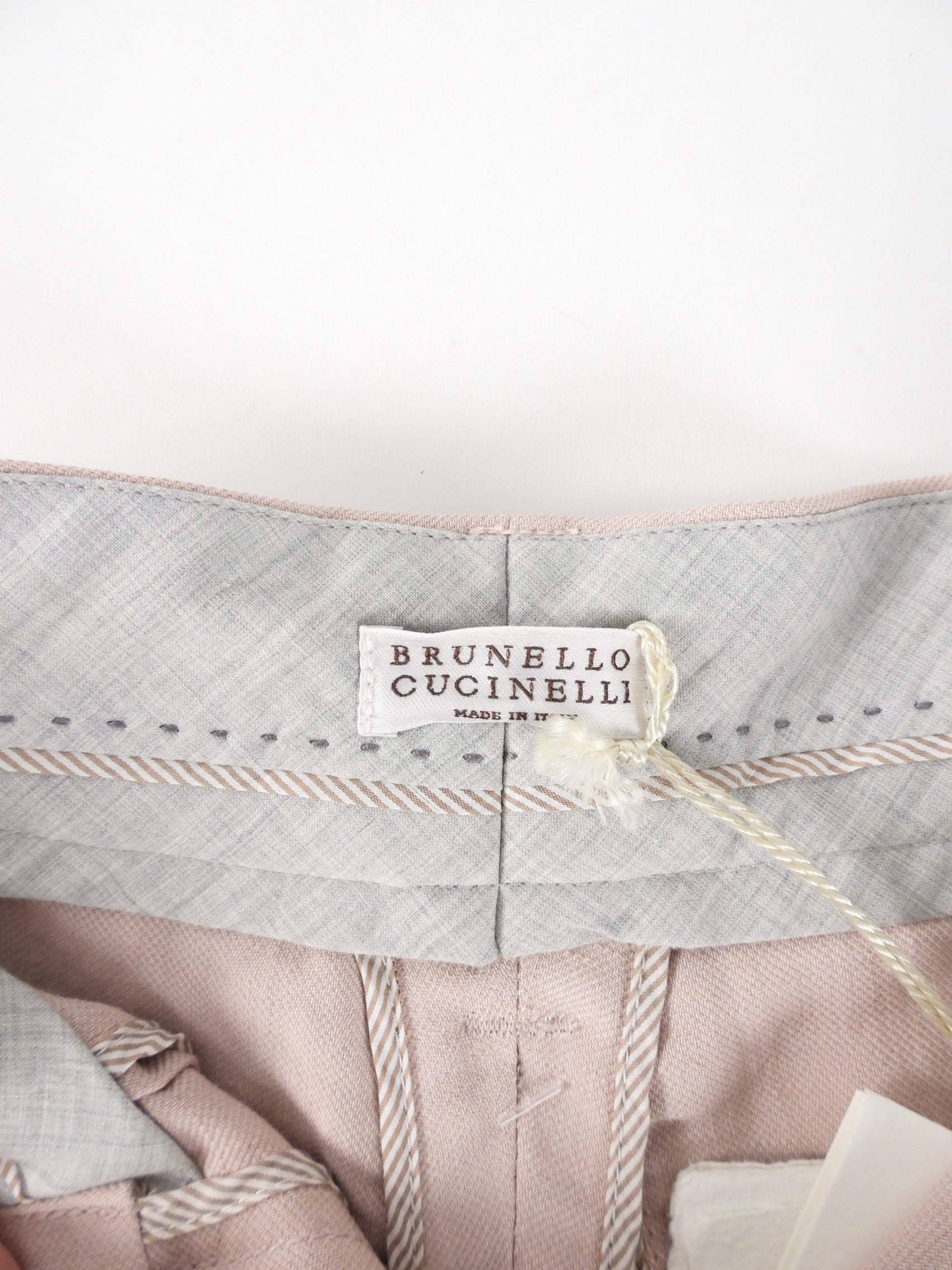 Brunello Cucinelli Women's Light Shell Pink Linen Pants - Size IT36 / FR32 / USA0 - Perfect for Summer Travel & Casual Outings