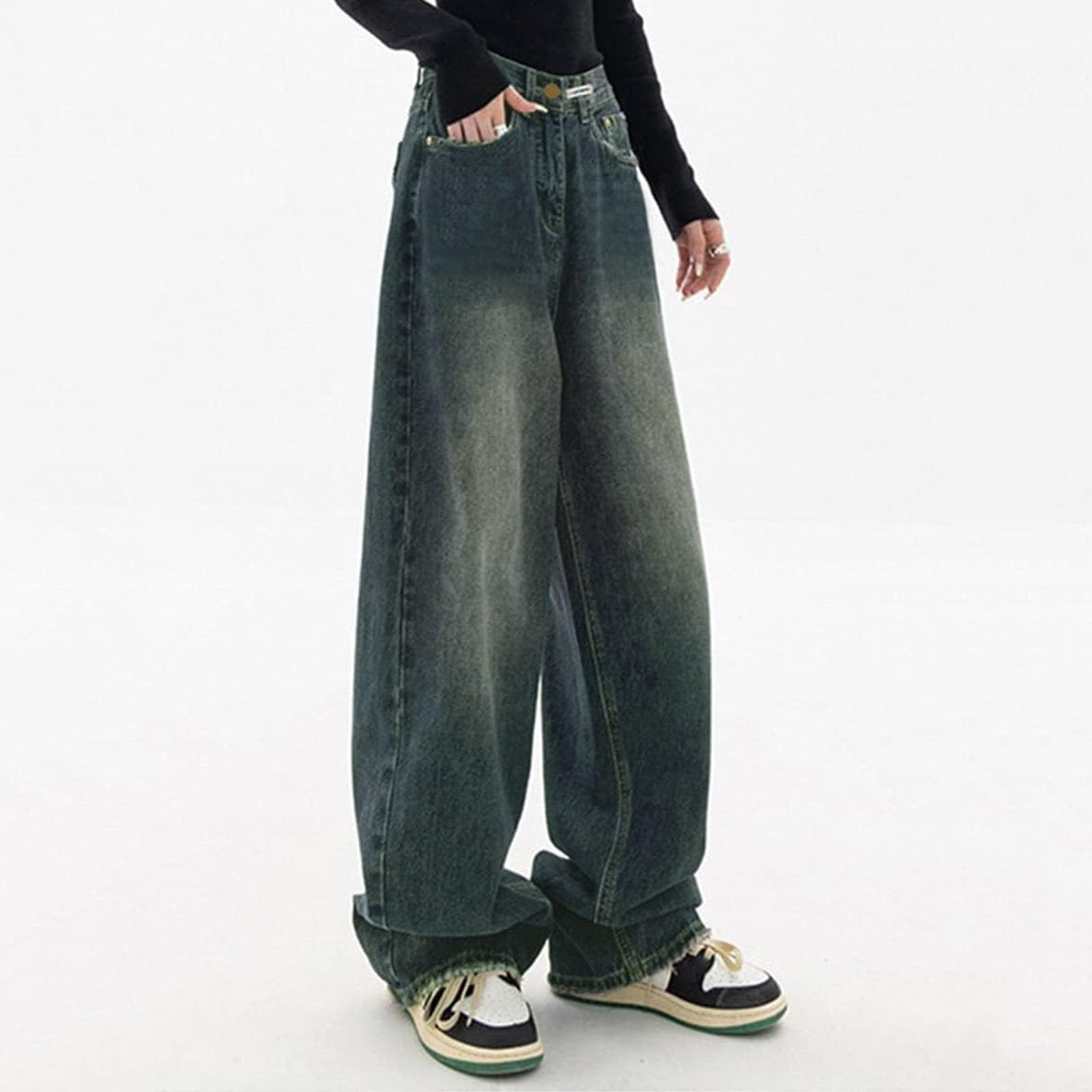 Vintage High Waist Baggy Jeans for Women - Y2K Streetwear & Casual Outfits