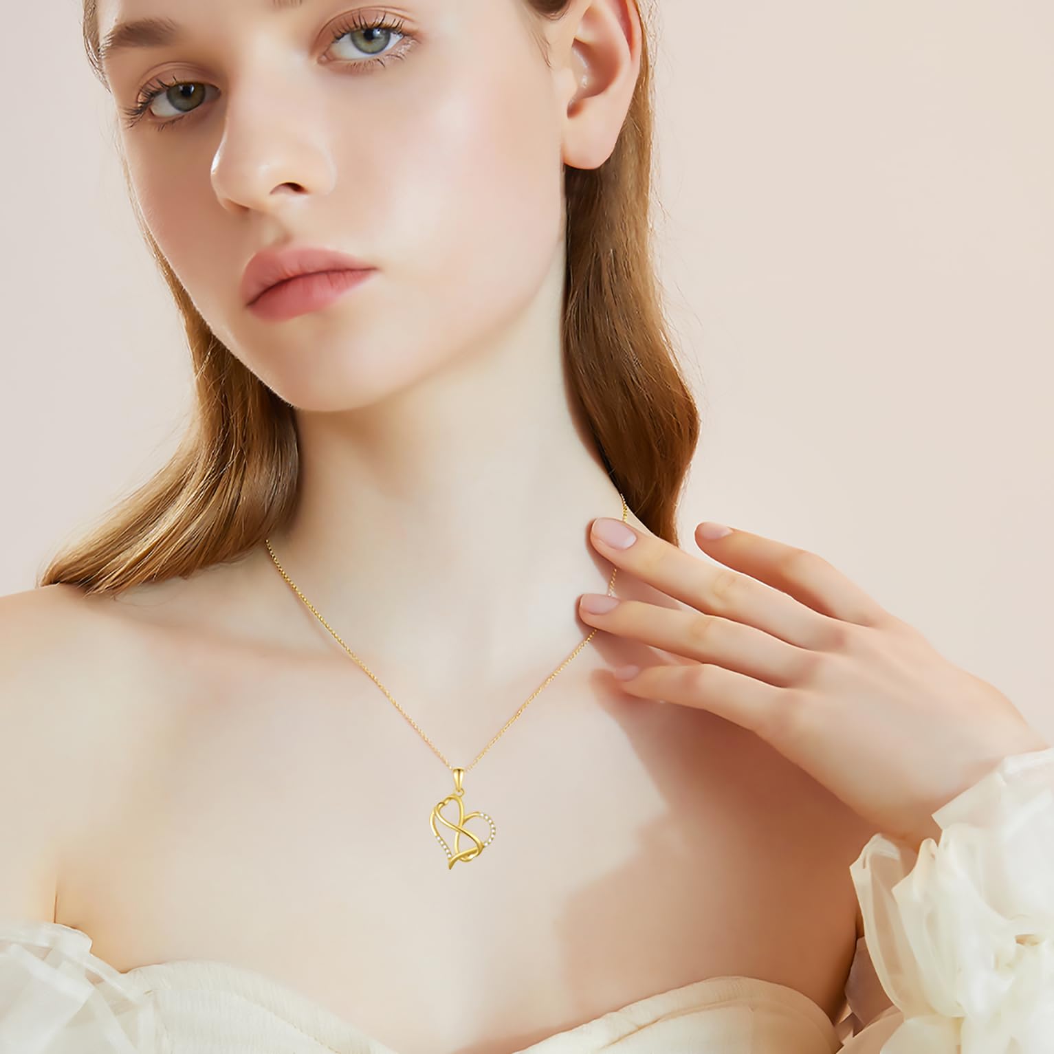 14K Real Gold Heart Necklace for Women - Yellow Gold Love Pendant with Triple Hearts, 16+1+1 Inch, Perfect Birthday & Anniversary Jewelry Gift for Her - Ideal for Romantic Dates, Weddings, and Special Occasions